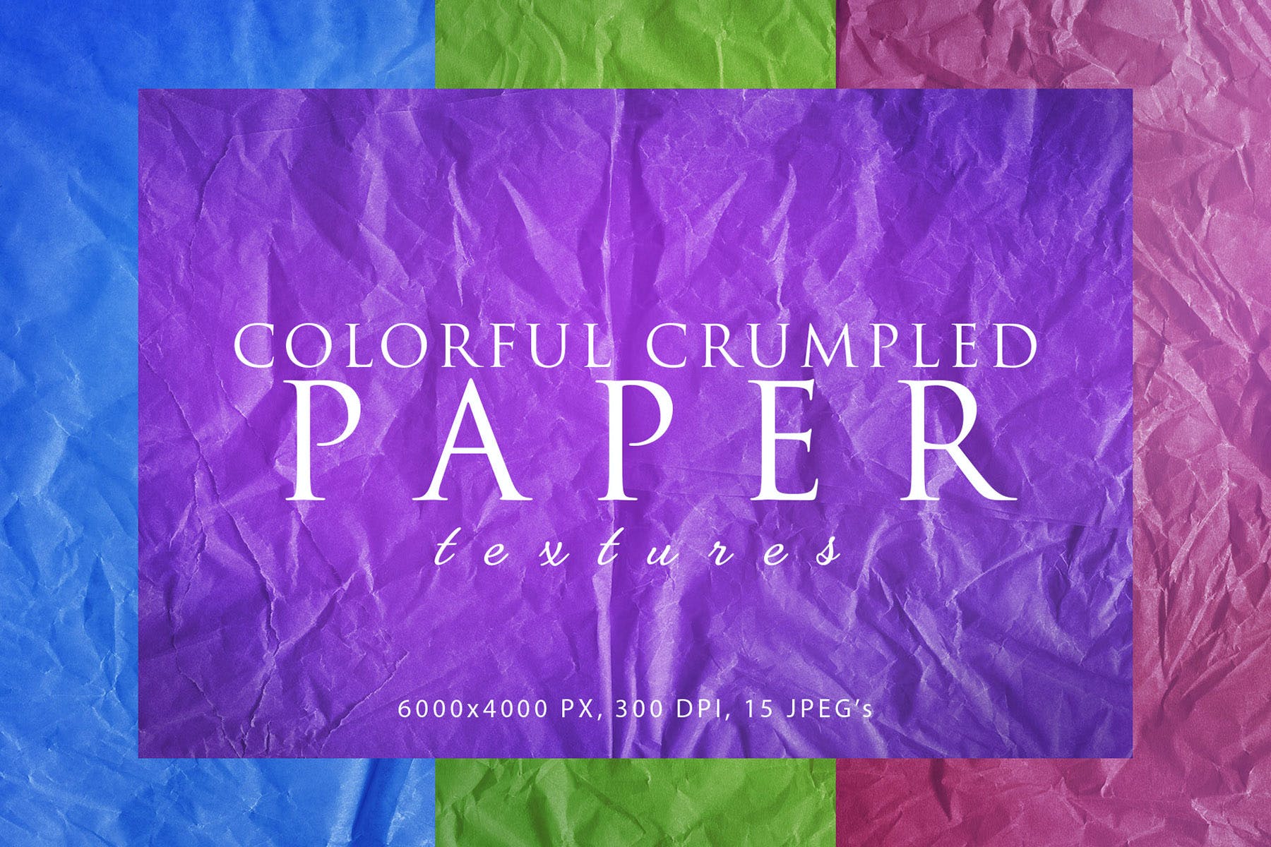15款水彩褶皱纸张纹理素材 Colorful Crumpled Paper Textures_img_2