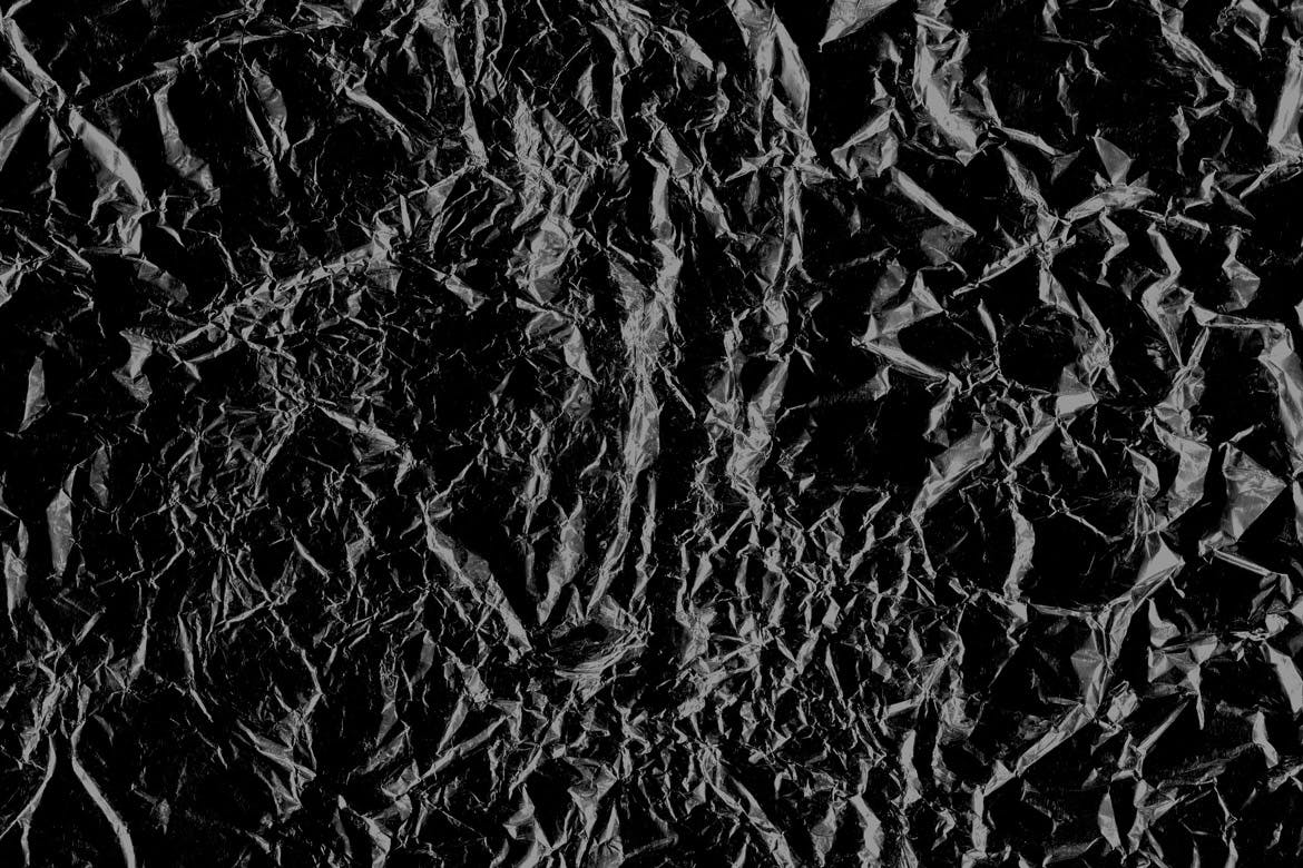 30款黑色褶皱塑料铝箔背景纹理 Black Crumpled Textures_img_2