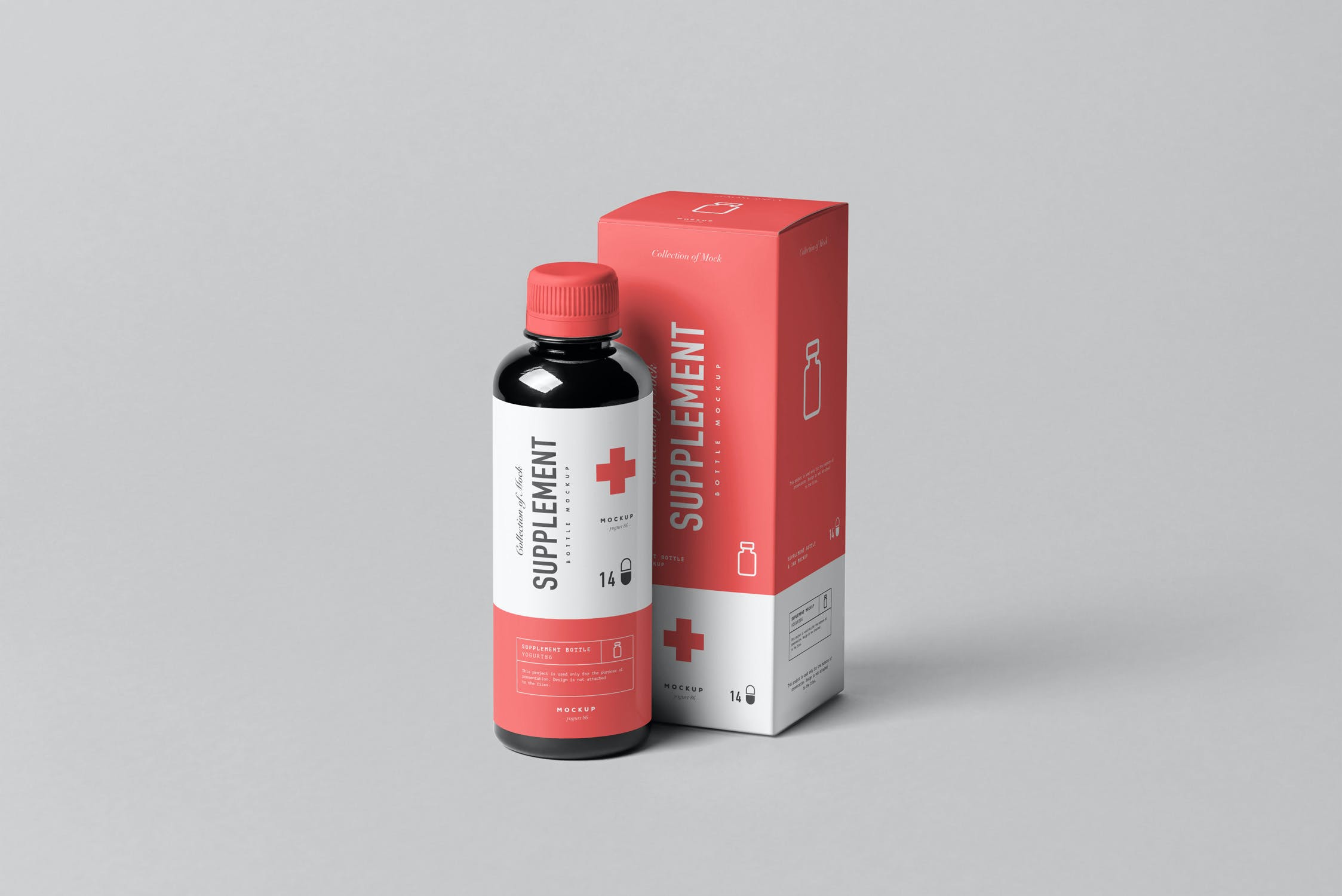 药物补充瓶包装盒样机模板 Supplement Bottle & Box Mockup 1_img_2