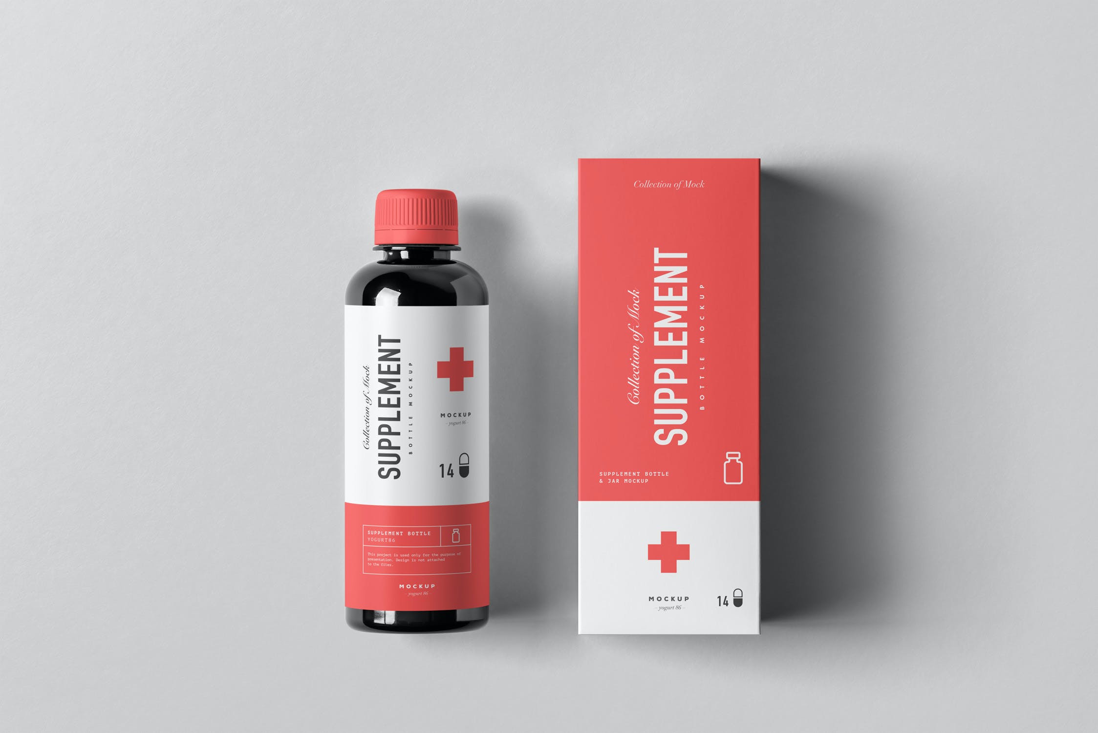 药物补充瓶包装盒样机模板 Supplement Bottle & Box Mockup 1_img_2