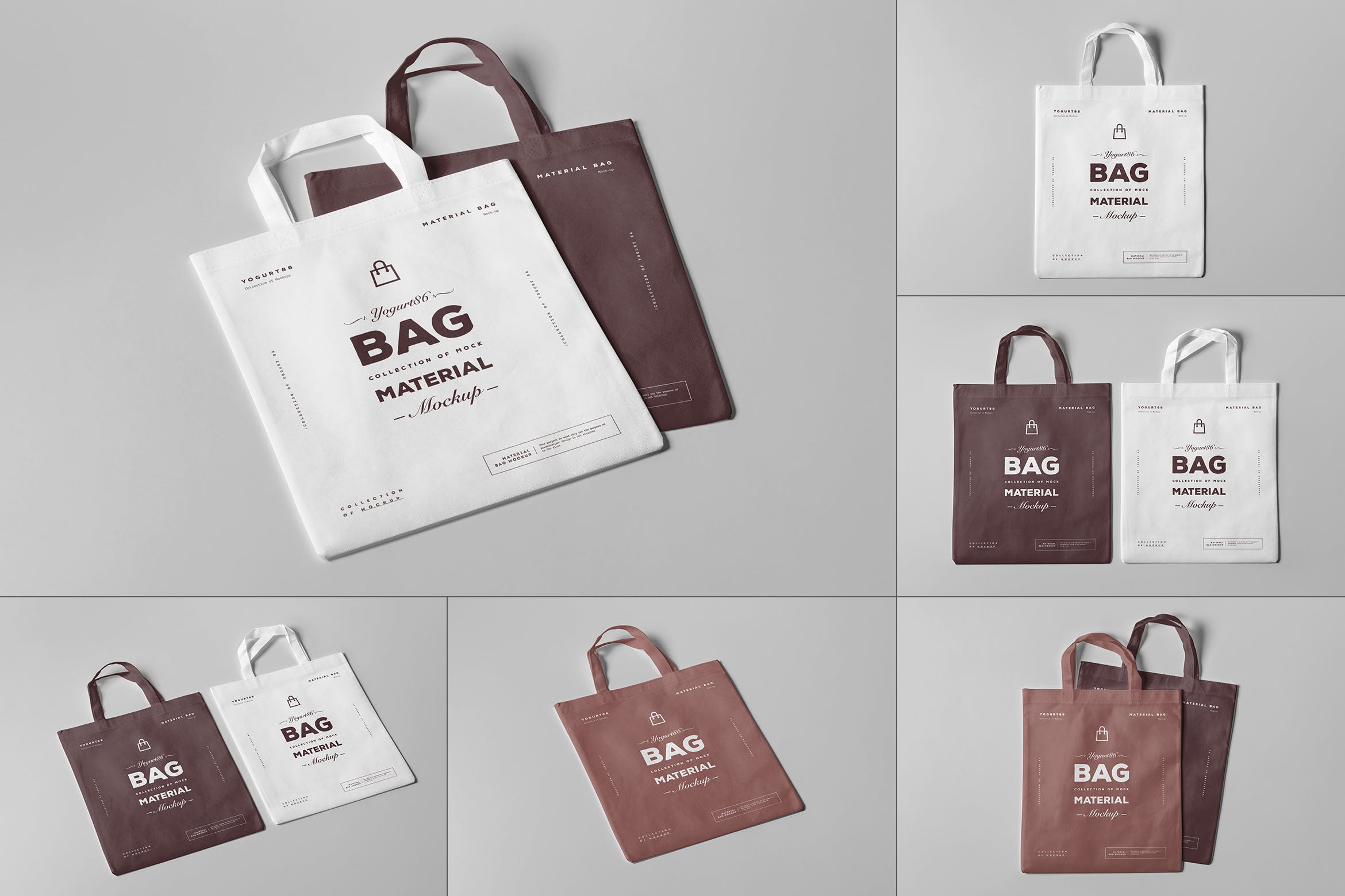 6款纸质购物袋手提袋样机模板 Material Bag Mockup_img_2