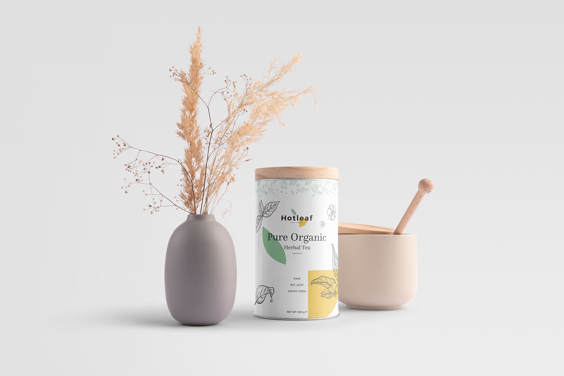 日系简约茶艺品牌文具包装PSD样机 Hotleaf – Teahouse Branding Mockups_img_2