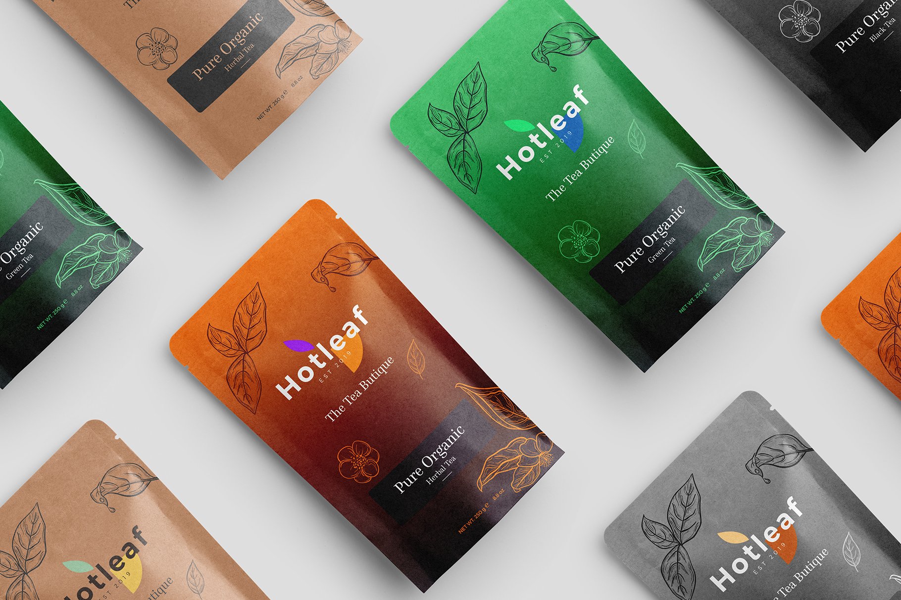 日系简约茶艺品牌文具包装PSD样机 Hotleaf – Teahouse Branding Mockups_img_2