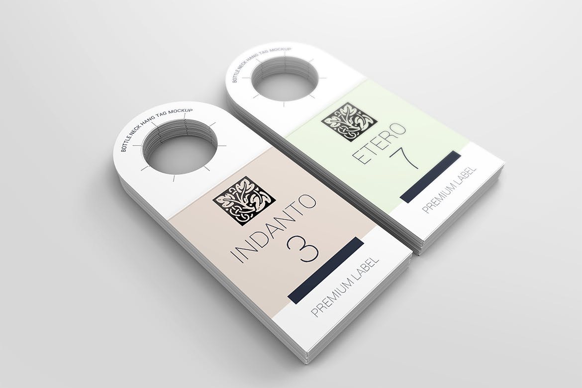 9款红酒瓶颈吊牌样机模板 Bottle Neck Hang Tag Mockup_img_2