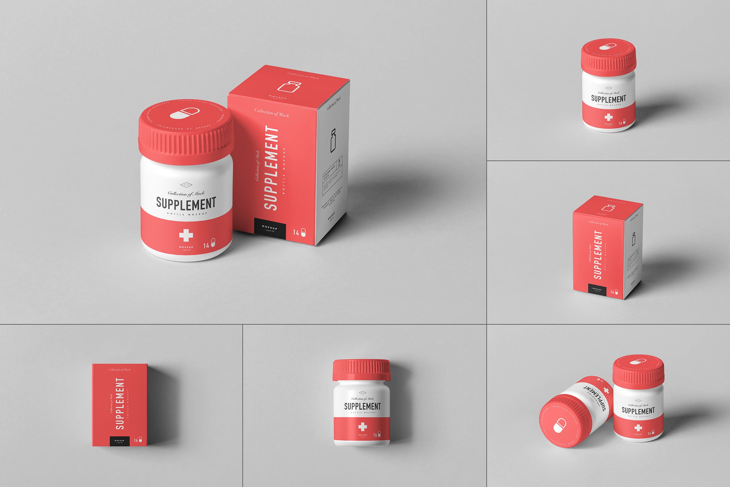 医疗药瓶补充罐包装盒样机模板 Supplement Jar & Box Mockup 7_img_2