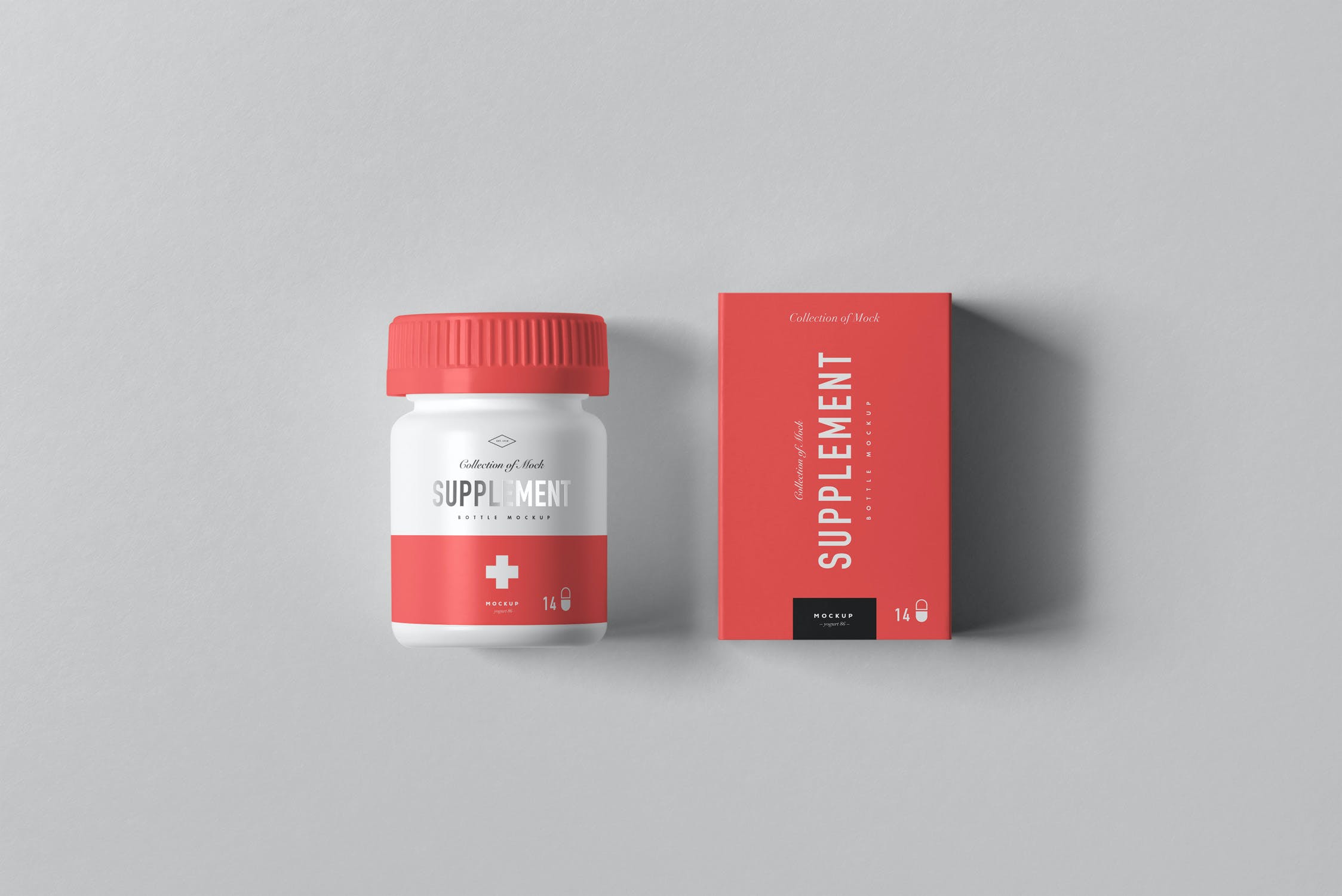 医疗药瓶补充罐包装盒样机模板 Supplement Jar & Box Mockup 7_img_2