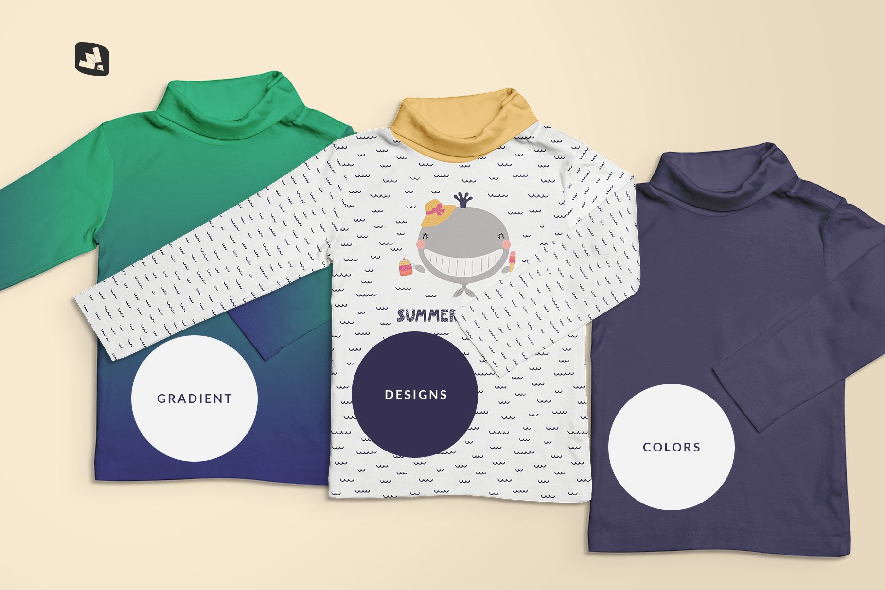 婴儿圆领T恤服装样机模板 Toddler Turtle Neck Tshirt Mockup_img_2