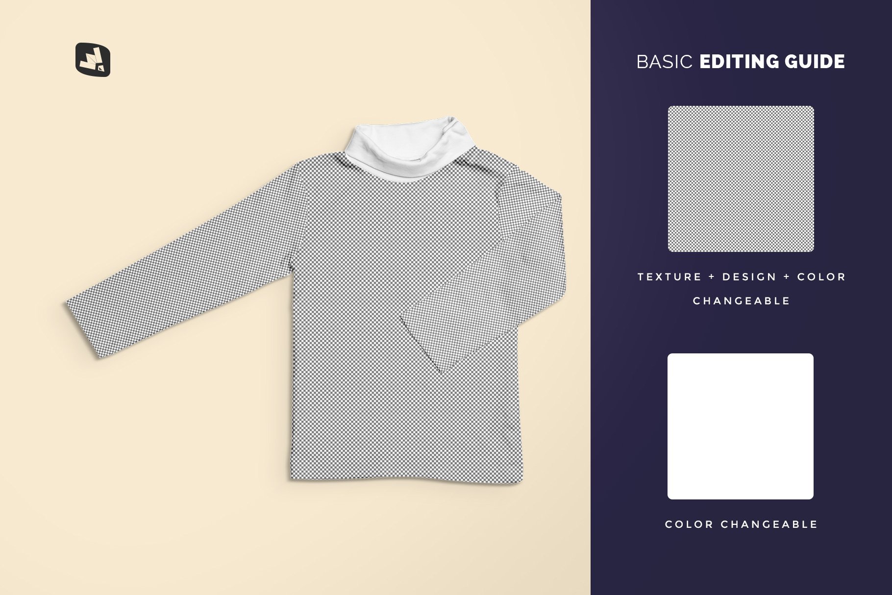 婴儿圆领T恤服装样机模板 Toddler Turtle Neck Tshirt Mockup_img_2