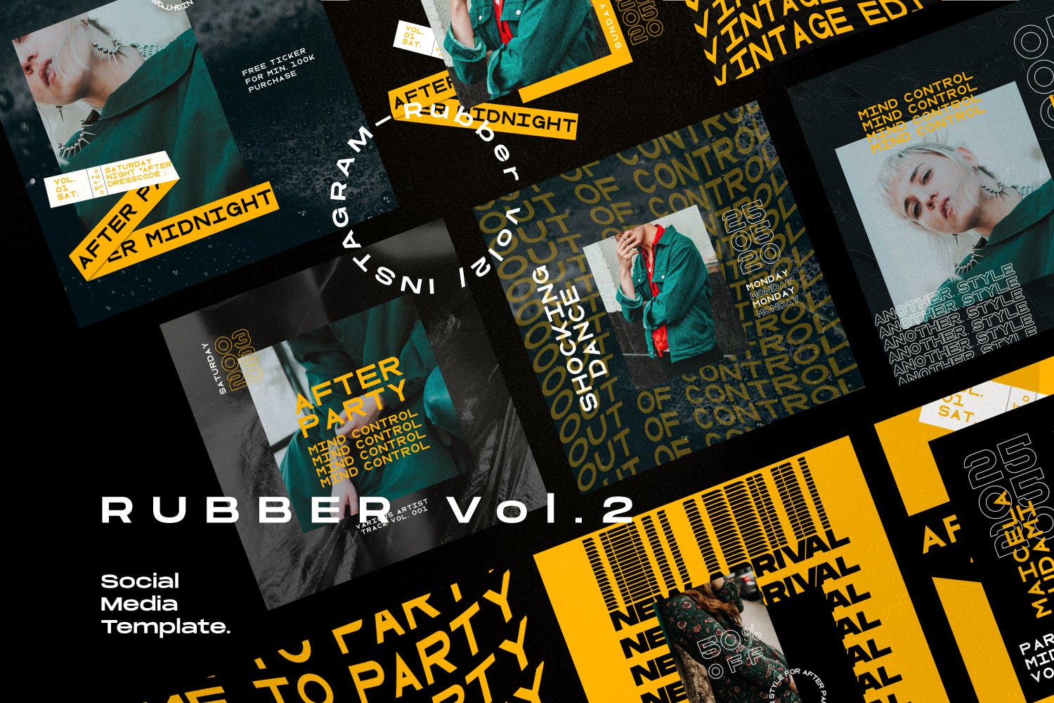 潮流品牌推广新媒体海报PSD模板 Rubber Vol.2 - Social Media Kit_img_2