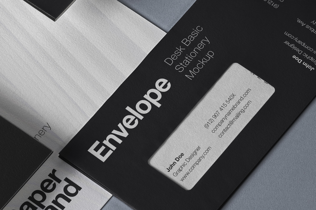 信封信纸办公用品样机模板 Essential Office Psd Stationery Mockup_img_2