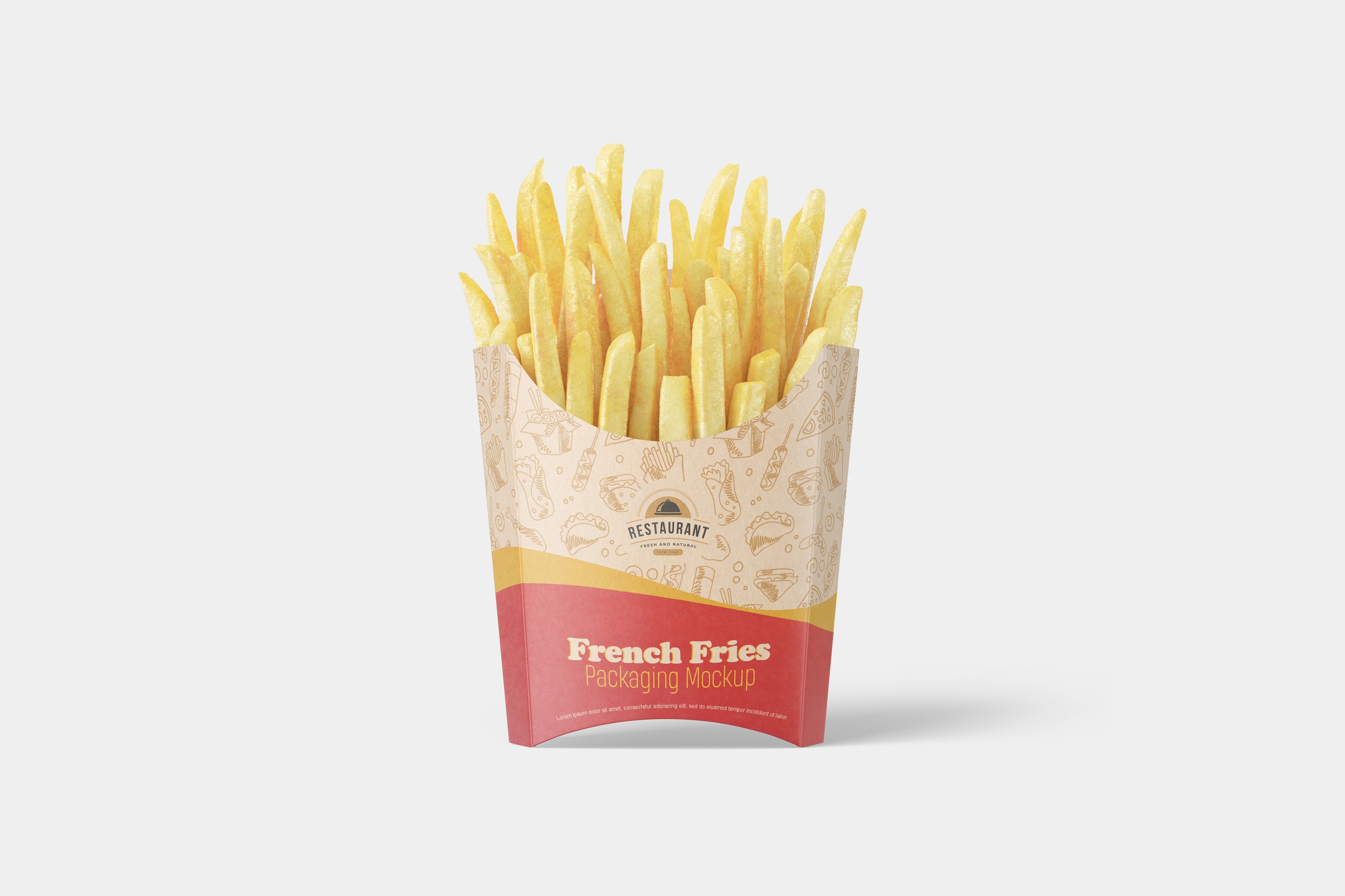 炸薯条包装盒样机模板 French Fries Packaging Mockup_img_2