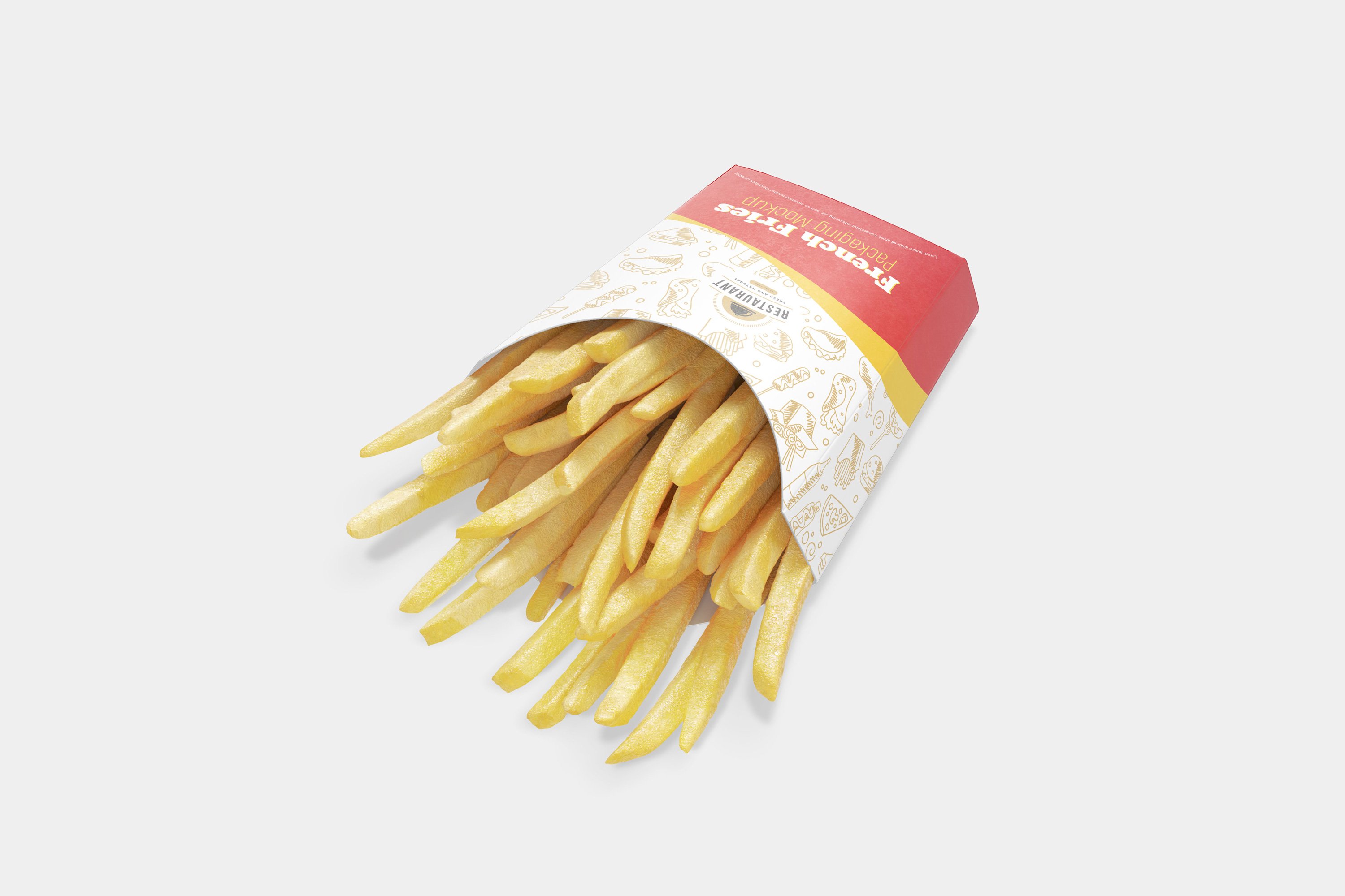 炸薯条包装盒样机模板 French Fries Packaging Mockup_img_2