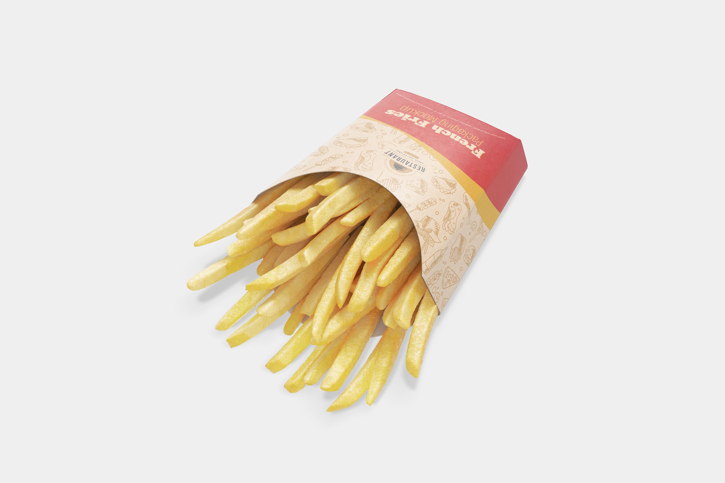 炸薯条包装盒样机模板 French Fries Packaging Mockup_img_2