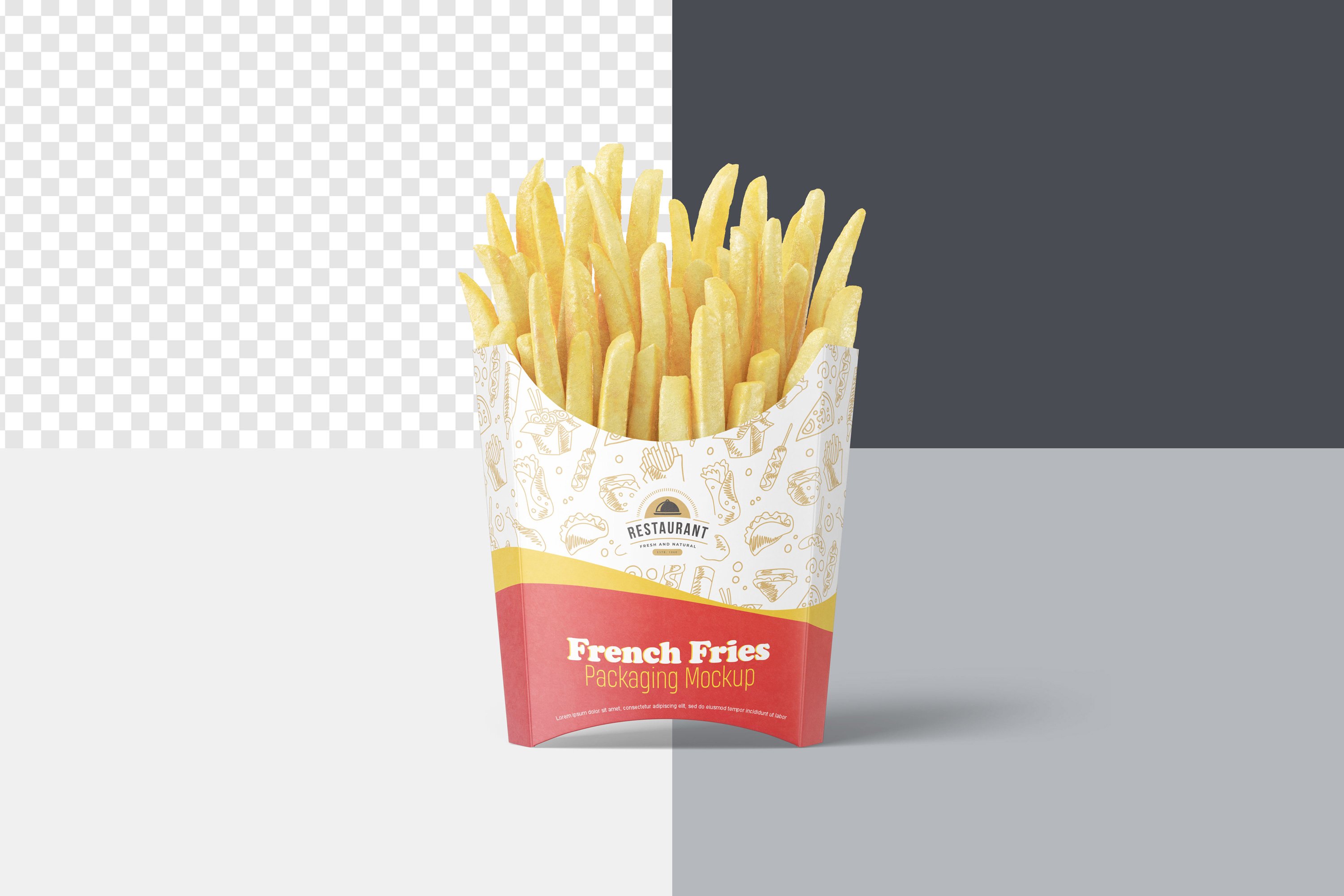 炸薯条包装盒样机模板 French Fries Packaging Mockup_img_2