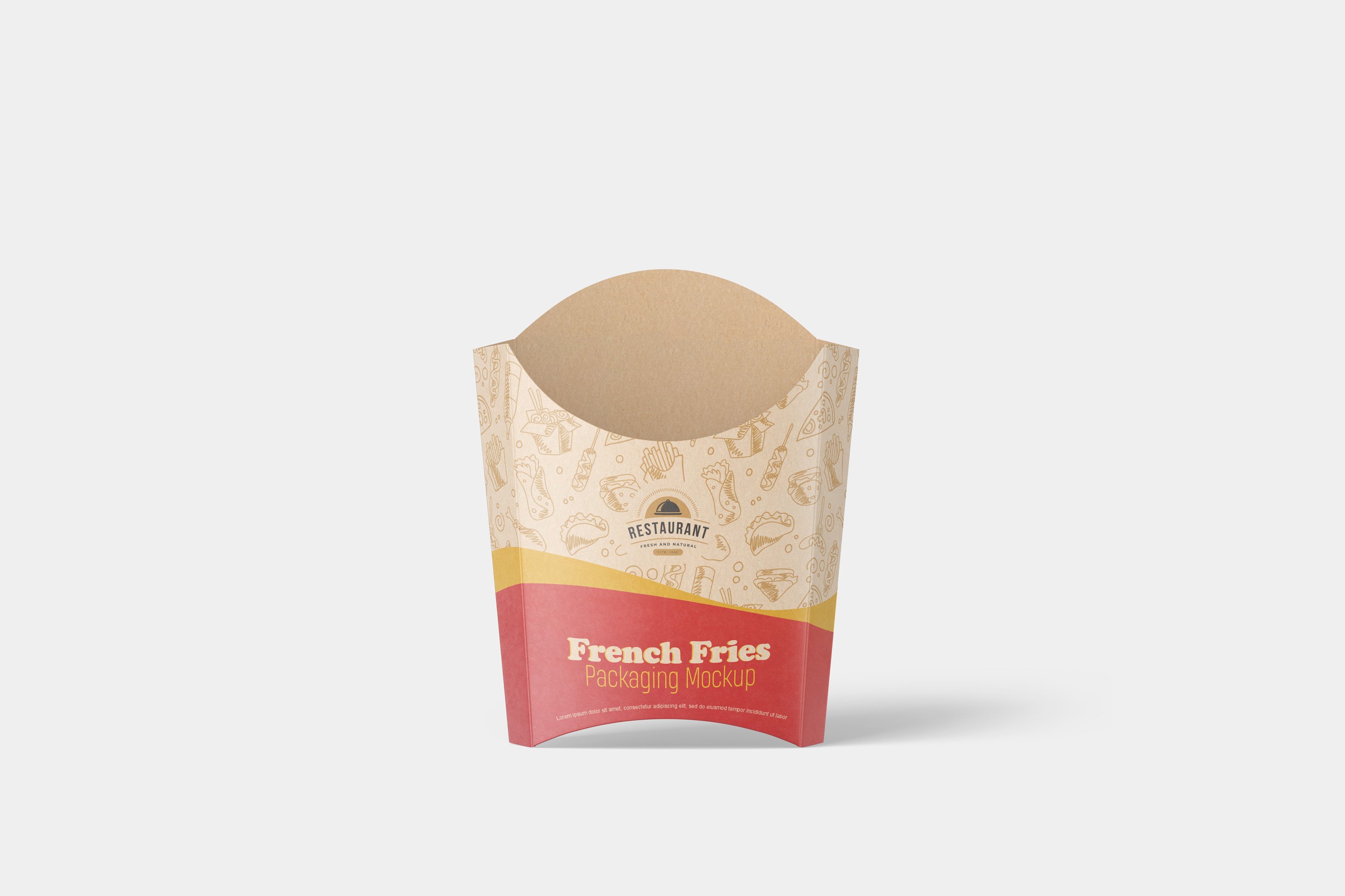 炸薯条包装盒样机模板 French Fries Packaging Mockup_img_2