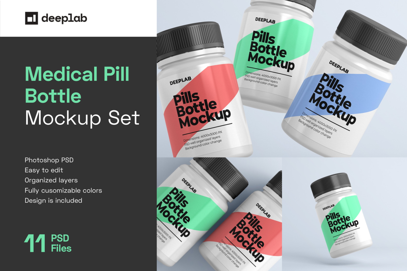 11款医疗药物塑料瓶样机模板 Pill Bottle Premium Mockup Set_img_2