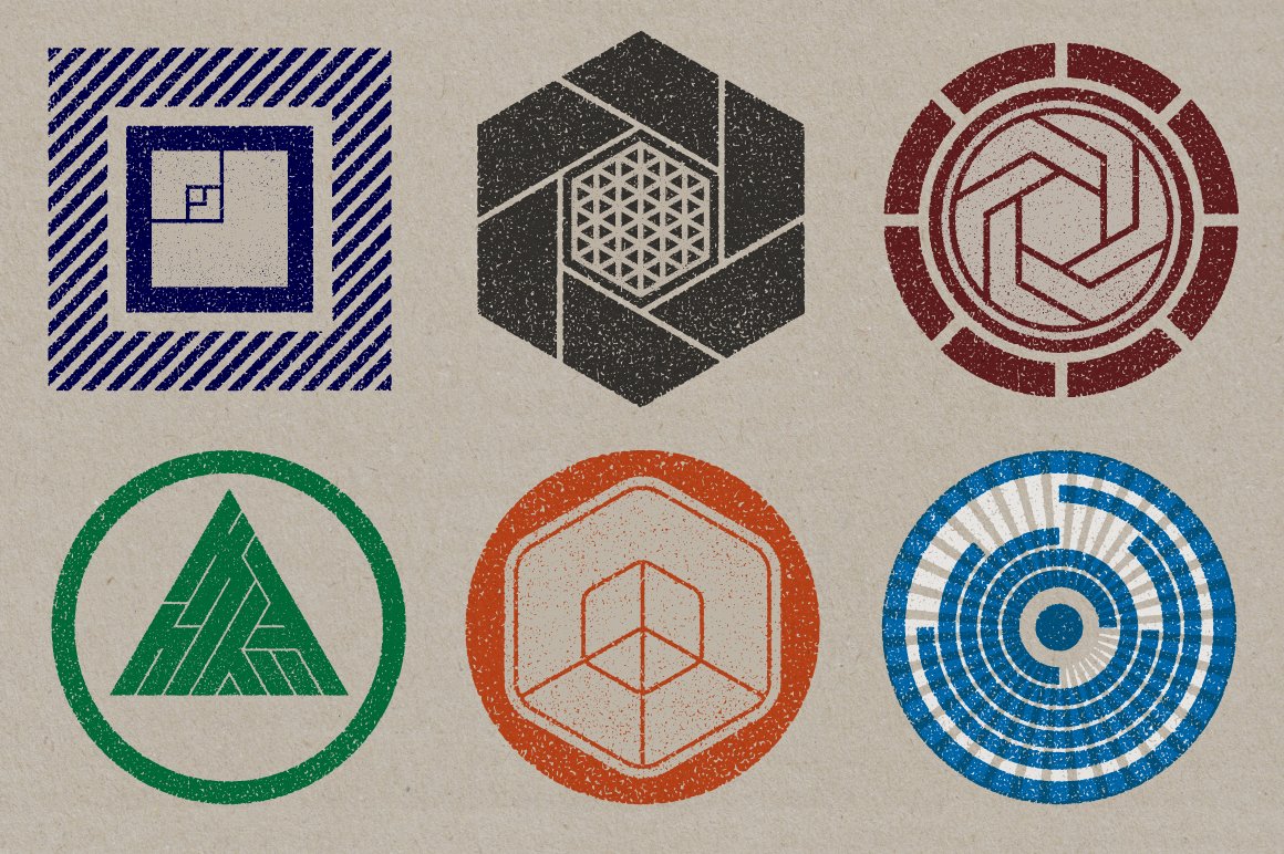 30款抽象矢量几何图形纹理素材 Vector Shape Stamps 02_img_2