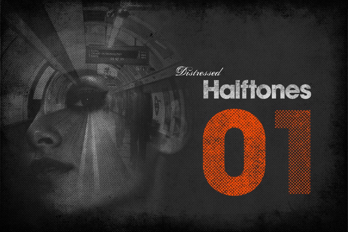 16款灰色半调背景纹理素材包 Distressed Halftones 01_img_2
