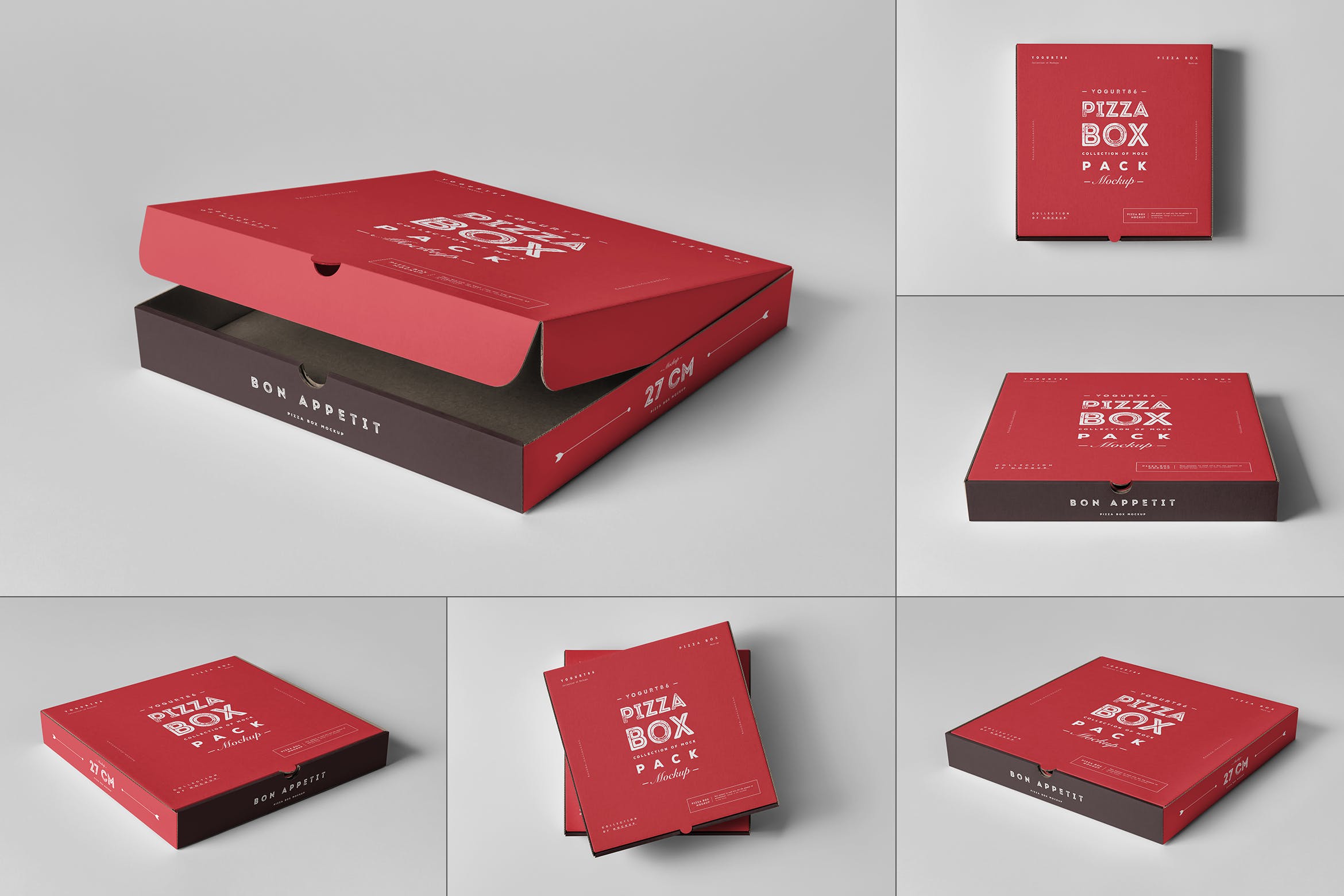 6款披萨外卖纸盒设计样机模板 27 Pizza Box Mockup_img_2