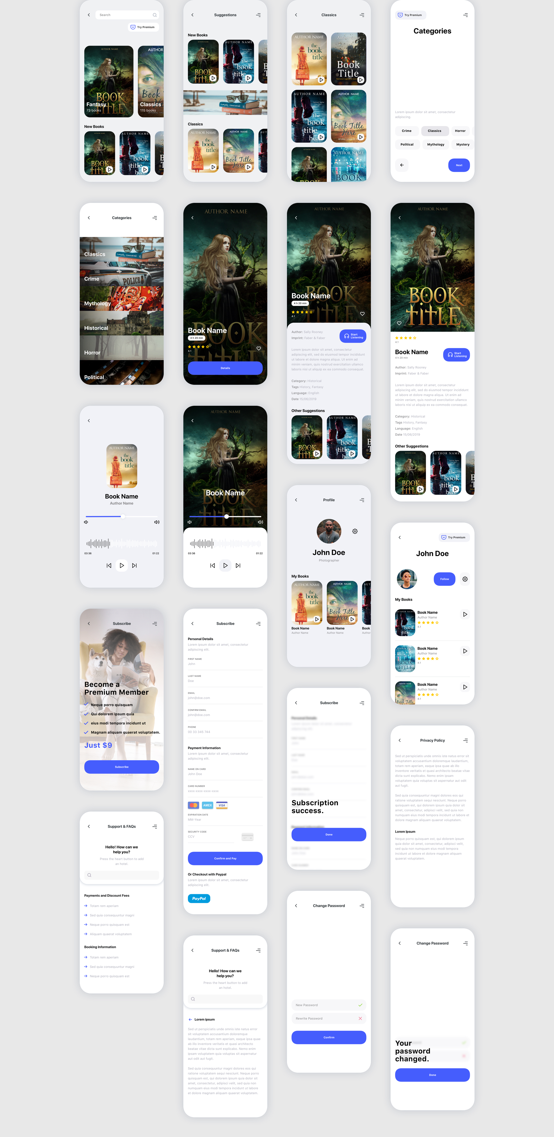 听书APP应用程序UI套件 Kleio Book Listening App UI Kit_img_2