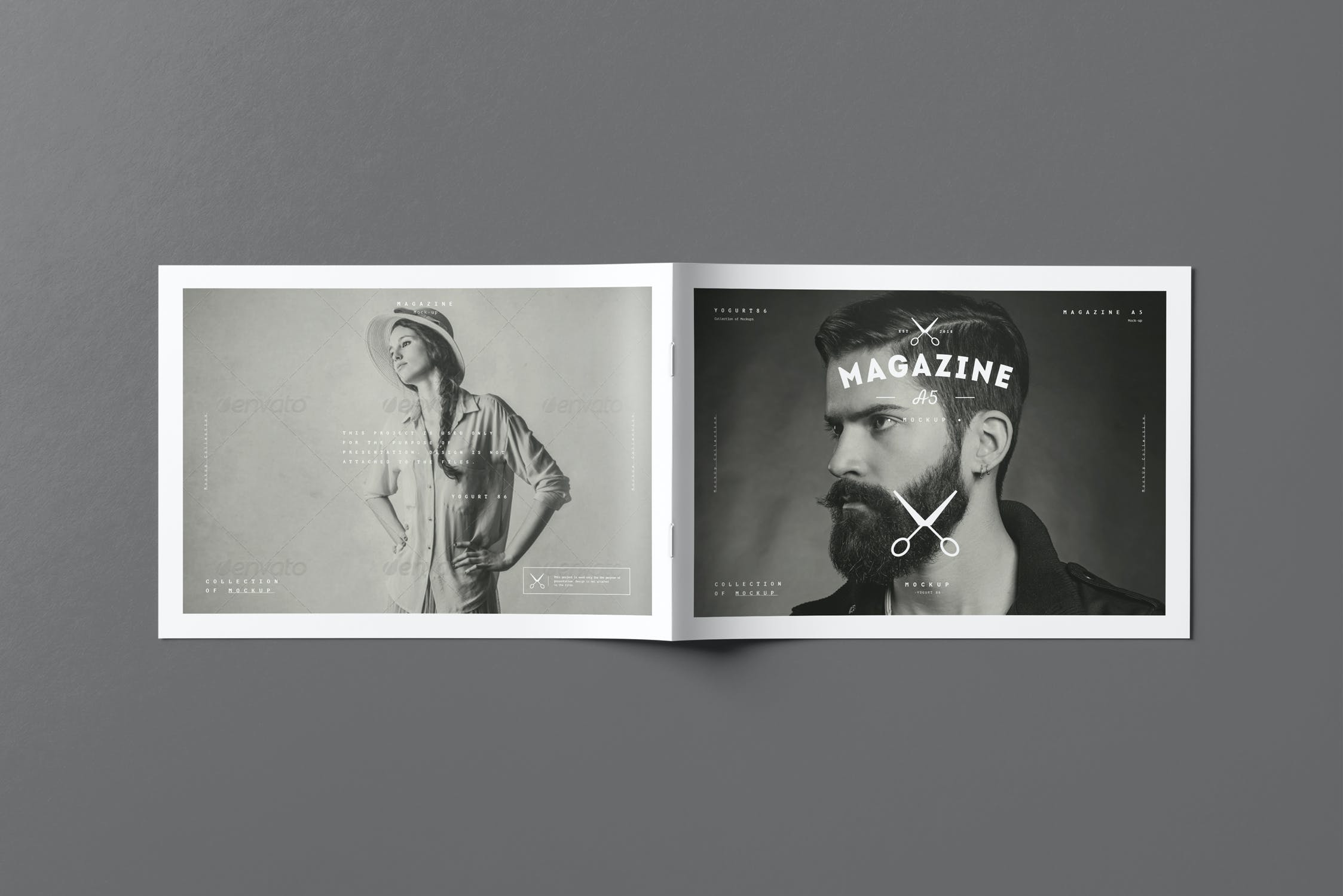 A5横版画册设计样机模板 A5 Horiozontal Brochure Mockup_img_2