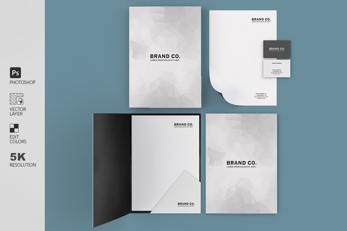 品牌VI办公用品顶视图样机模板 Brand Stationery Top Mockup_img_2