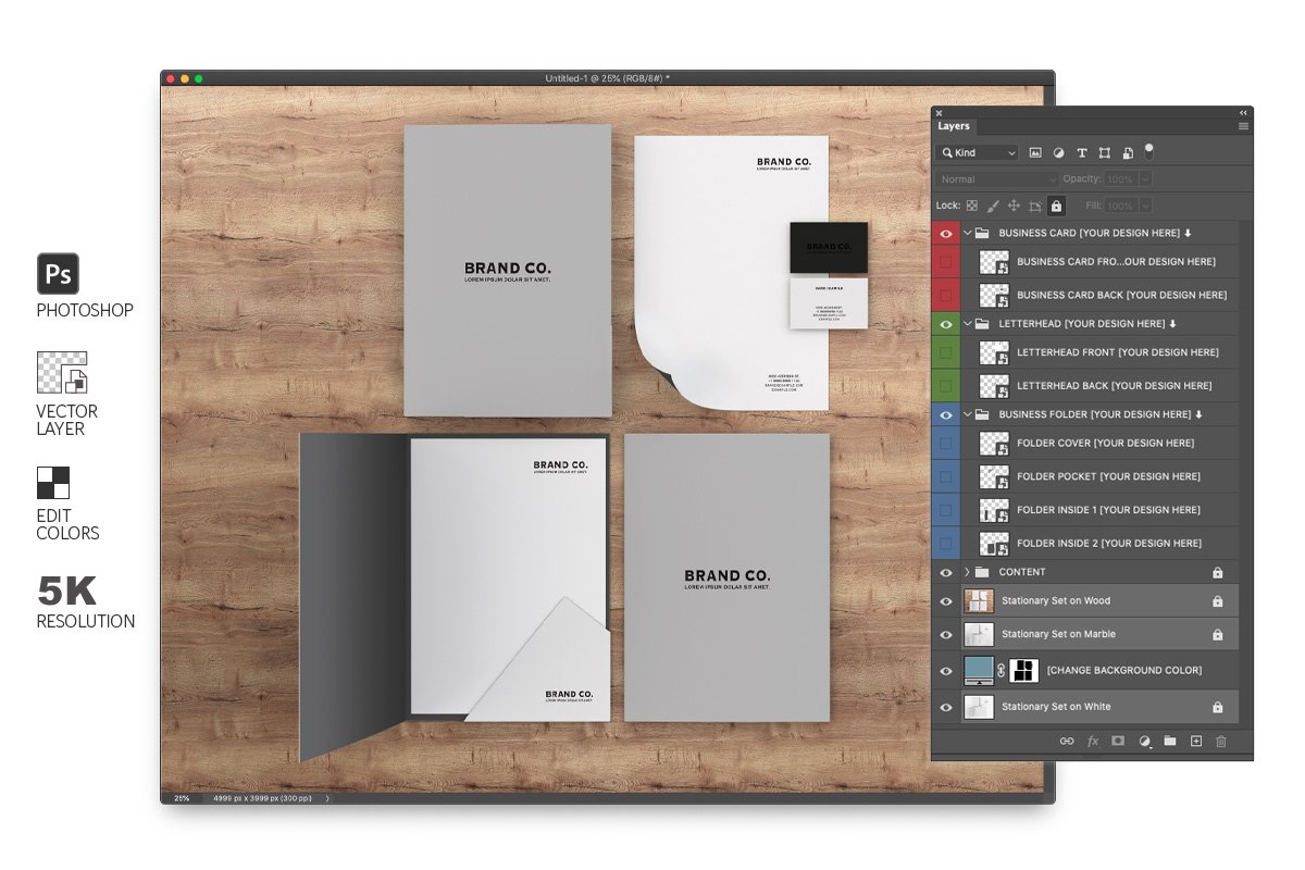 品牌VI办公用品顶视图样机模板 Brand Stationery Top Mockup_img_2