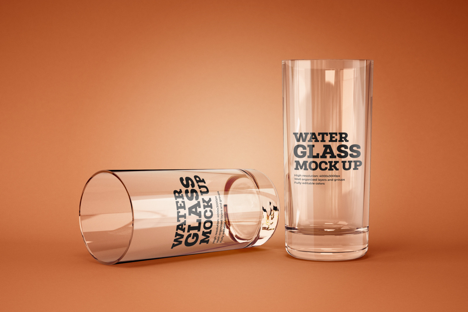 9款透明玻璃酒杯/水杯样机 Water And Cocktail Glass Mockup Set_img_2