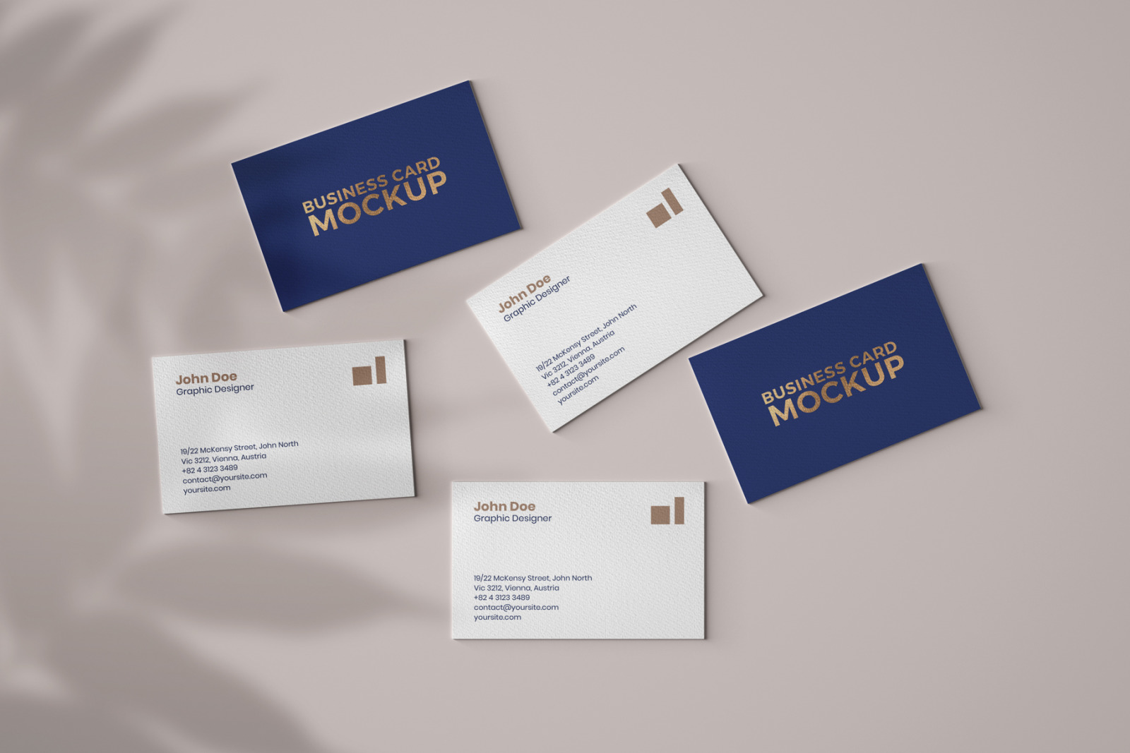 16款光影商务名片展示PSD样机 Business Card Mockup Set With Overlay Shadow_img_2