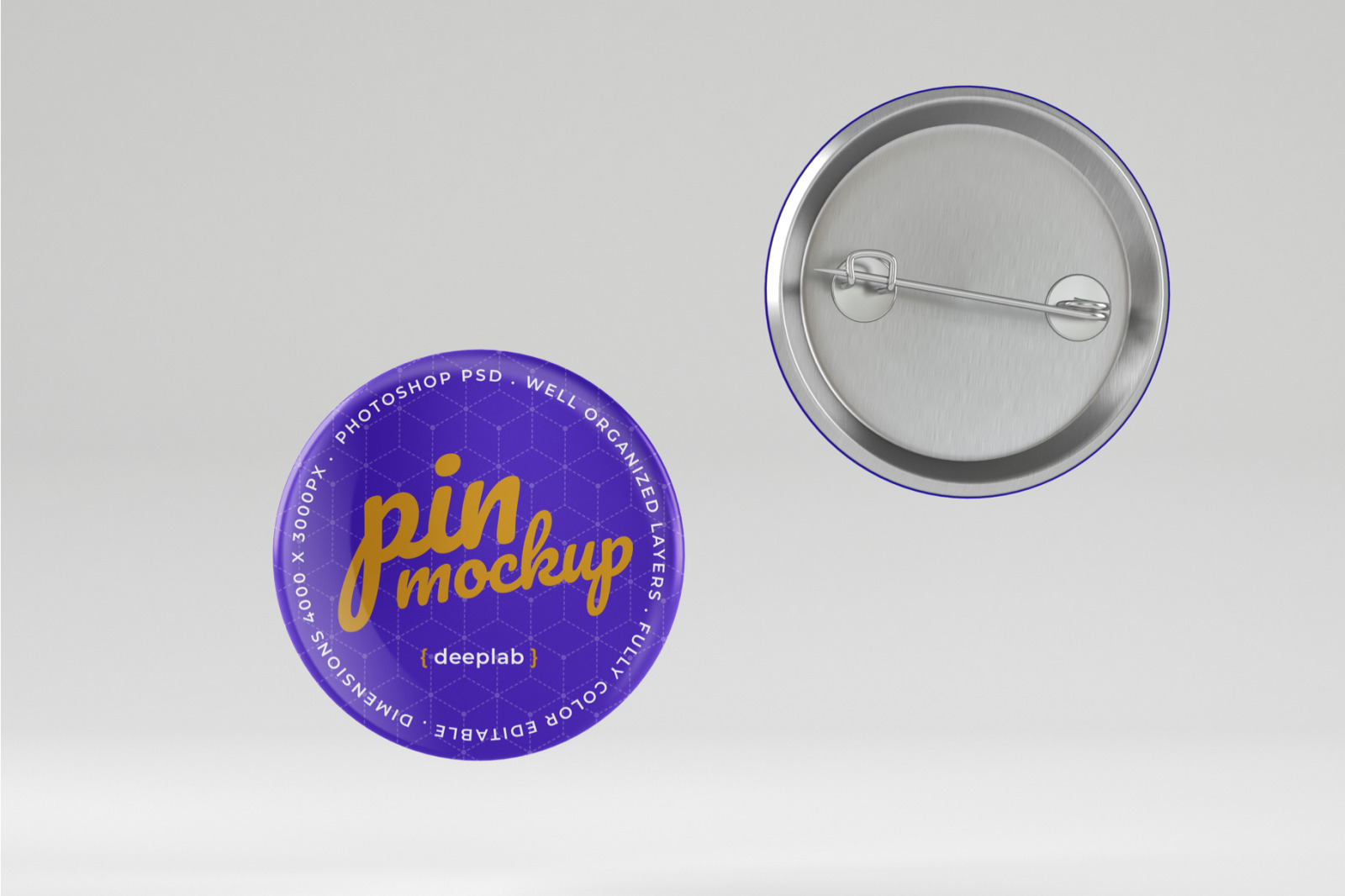 12款胸针徽章展示PSD样机 Glossy Button Pin Mockup Set_img_2