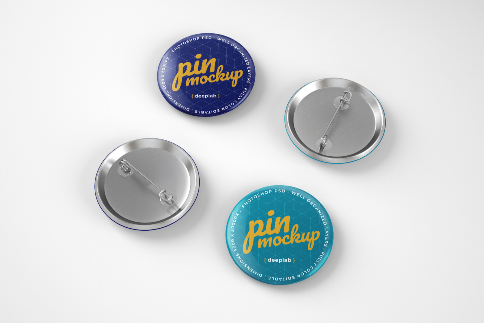 12款胸针徽章展示PSD样机 Glossy Button Pin Mockup Set_img_2