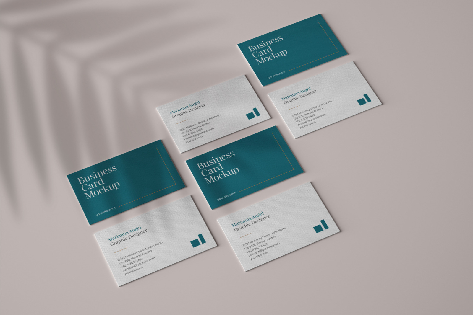 16款光影商务名片展示PSD样机 Business Card Mockup Set With Overlay Shadow_img_2