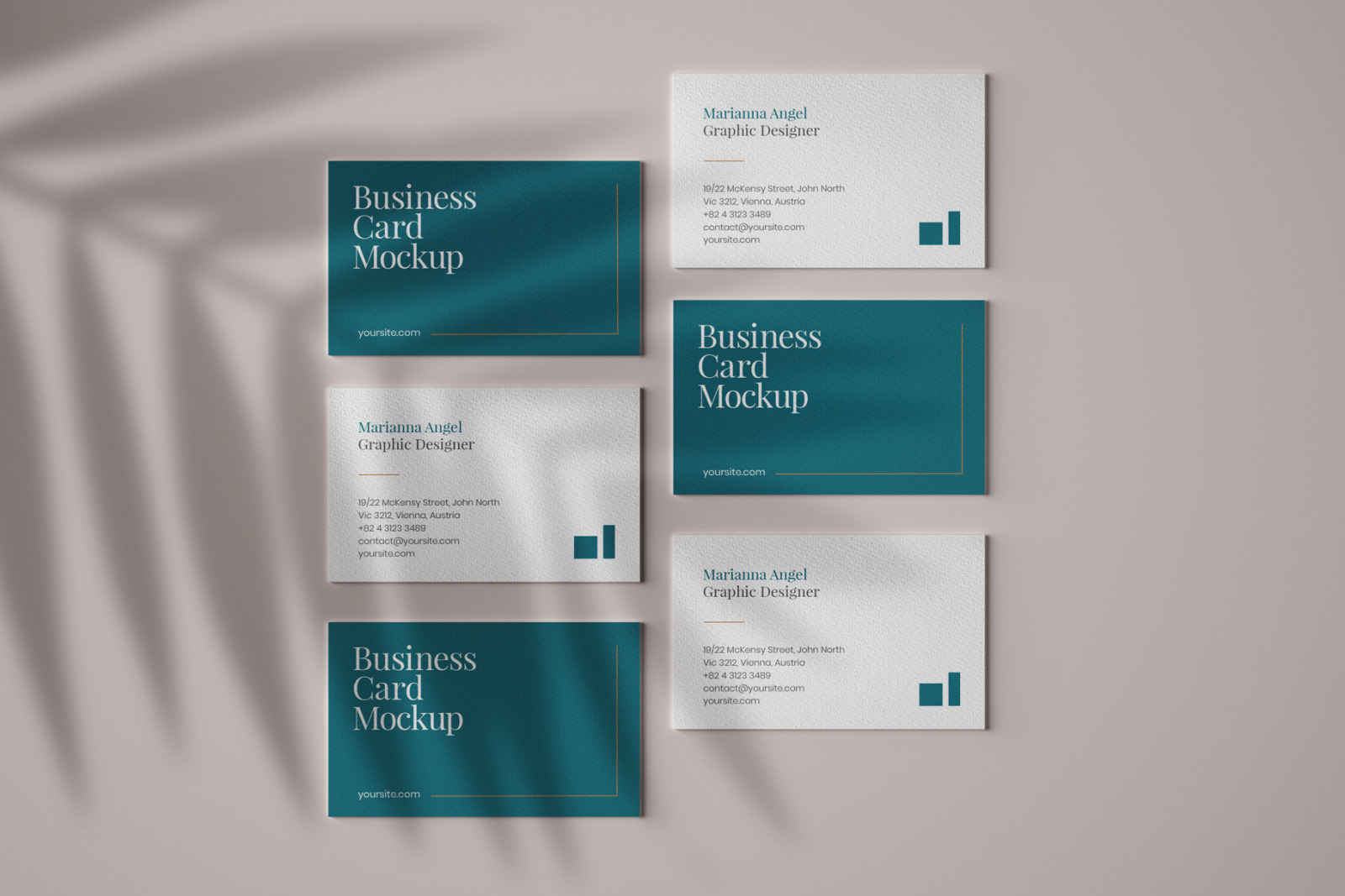 16款光影商务名片展示PSD样机 Business Card Mockup Set With Overlay Shadow_img_2