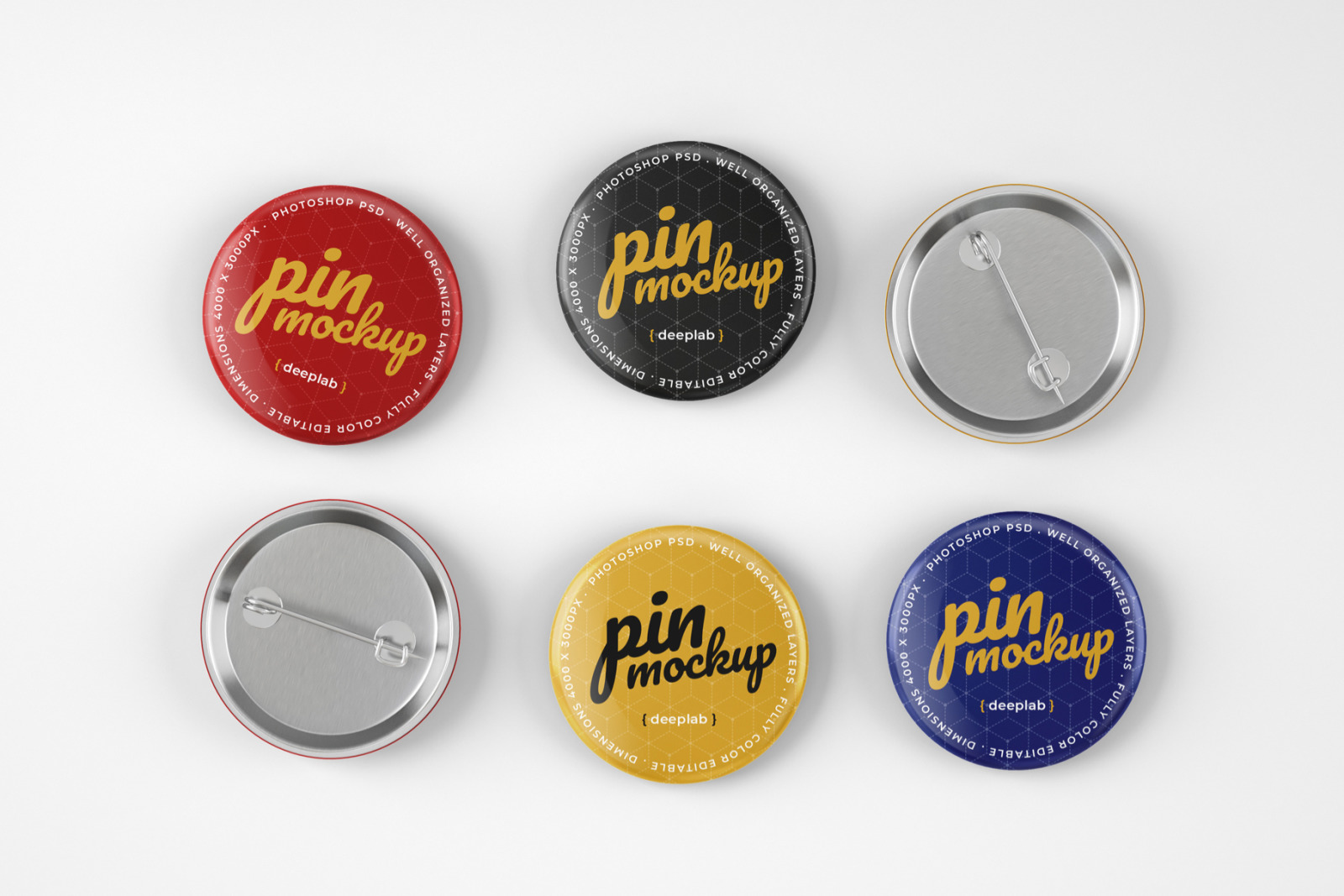 12款胸针徽章展示PSD样机 Glossy Button Pin Mockup Set_img_2