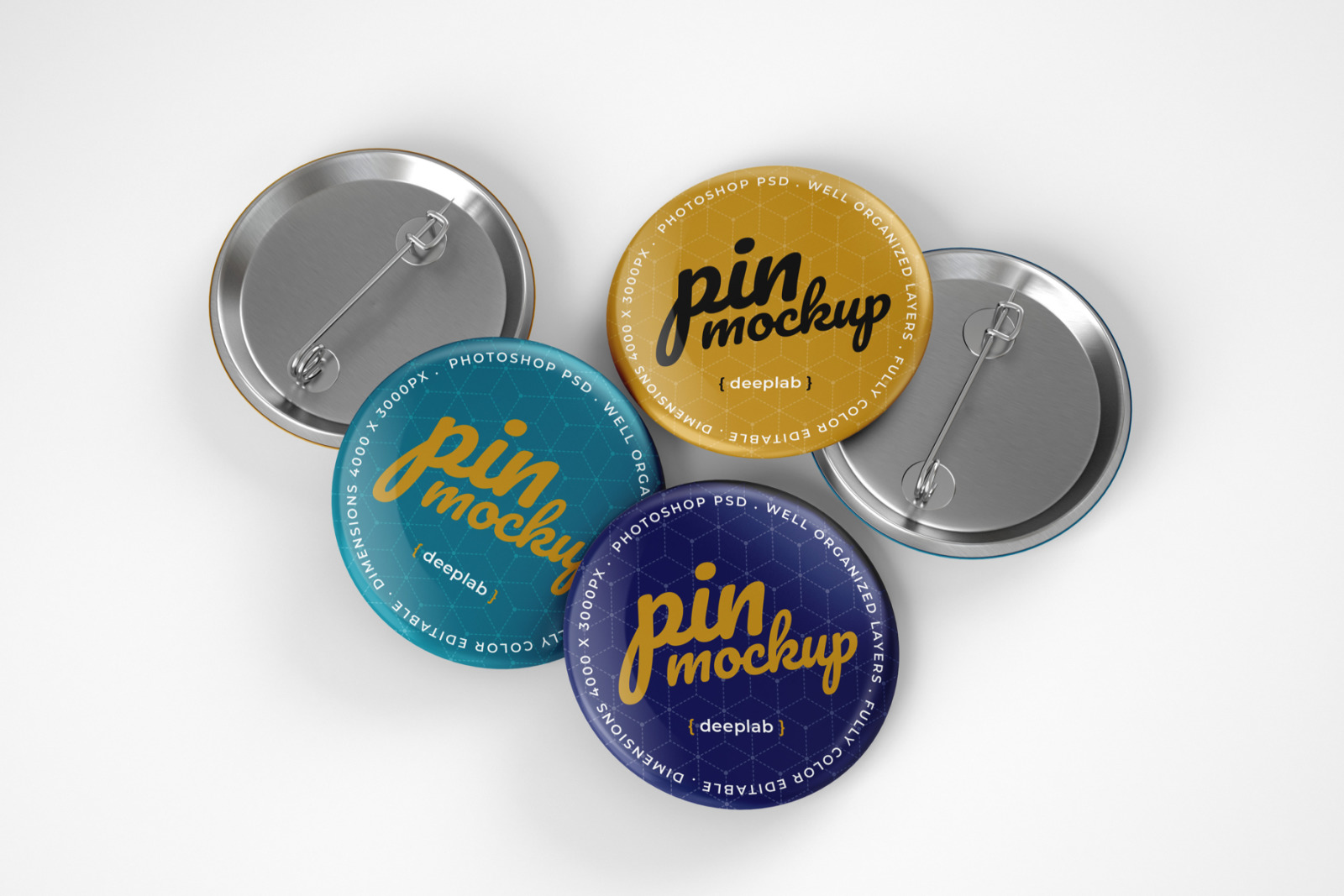 12款胸针徽章展示PSD样机 Glossy Button Pin Mockup Set_img_2