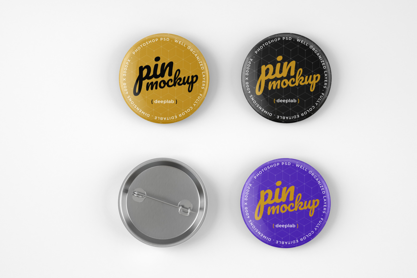 12款胸针徽章展示PSD样机 Glossy Button Pin Mockup Set_img_2