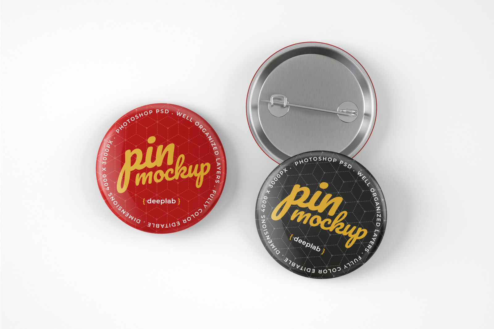 12款胸针徽章展示PSD样机 Glossy Button Pin Mockup Set_img_2