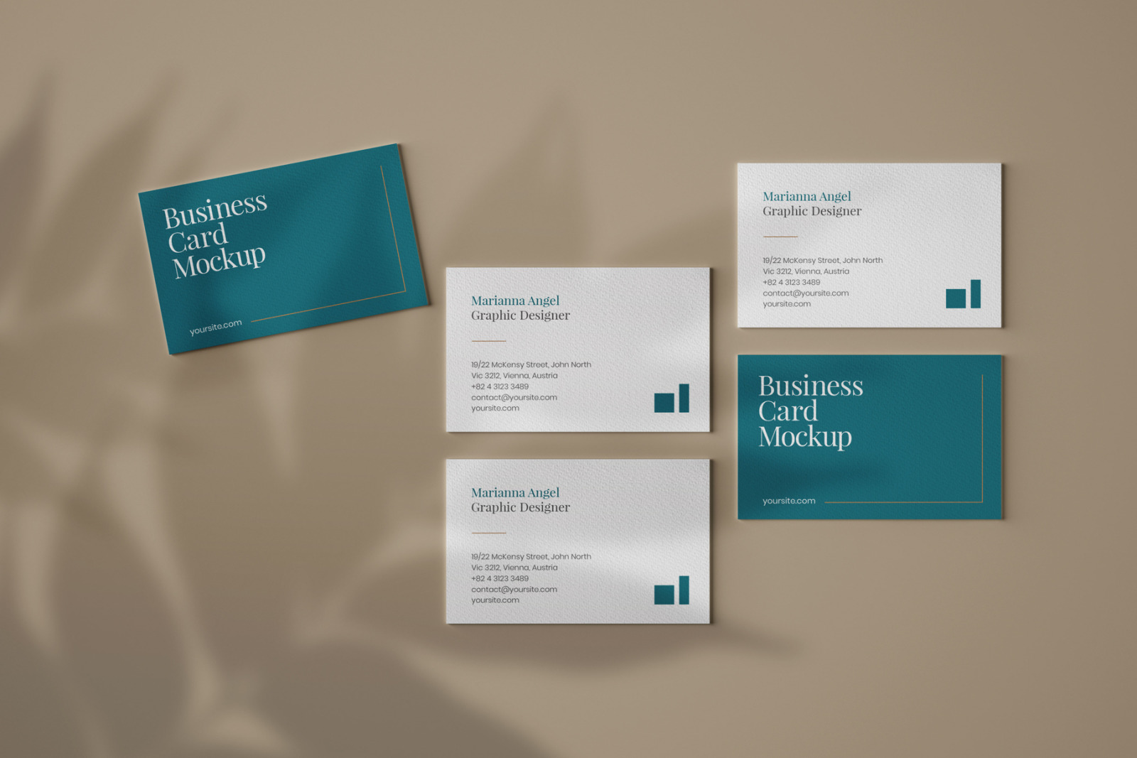 16款光影商务名片展示PSD样机 Business Card Mockup Set With Overlay Shadow_img_2