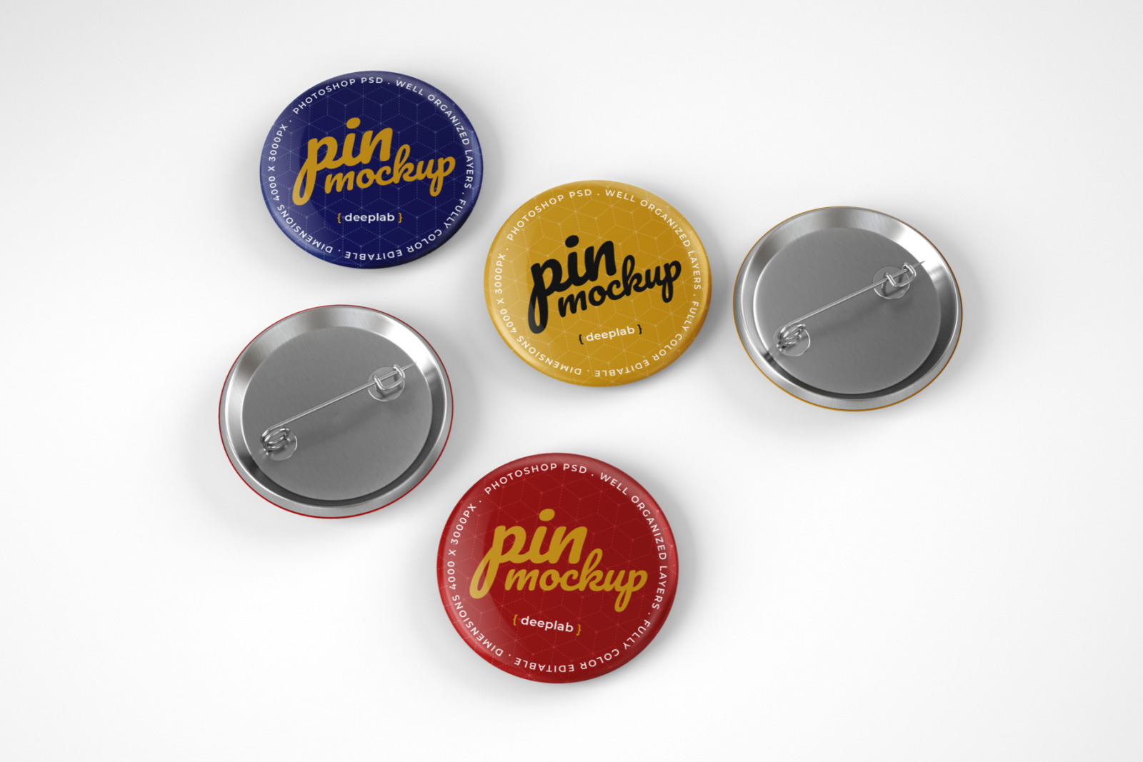 12款胸针徽章展示PSD样机 Glossy Button Pin Mockup Set_img_2