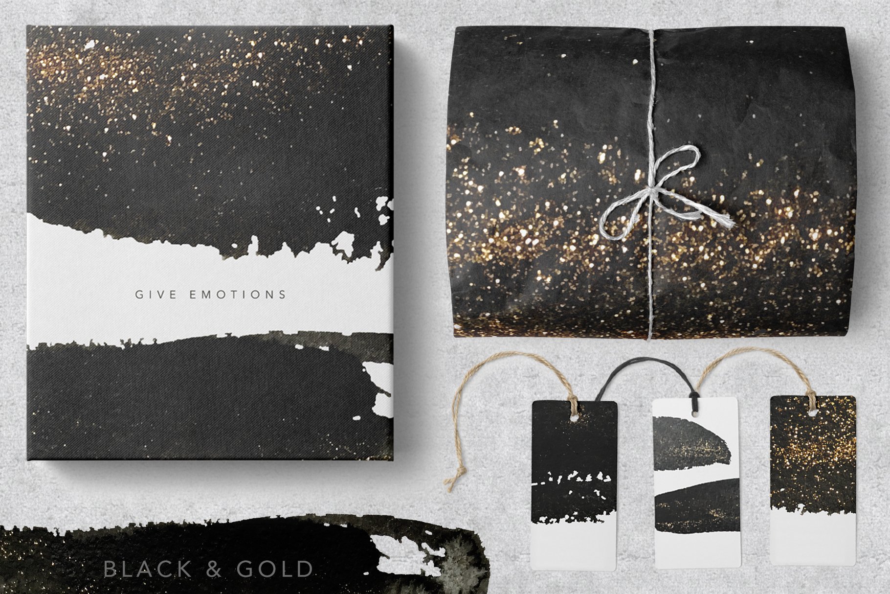 24款黑金质感纹理图形素材 Black & Gold Textures_img_2