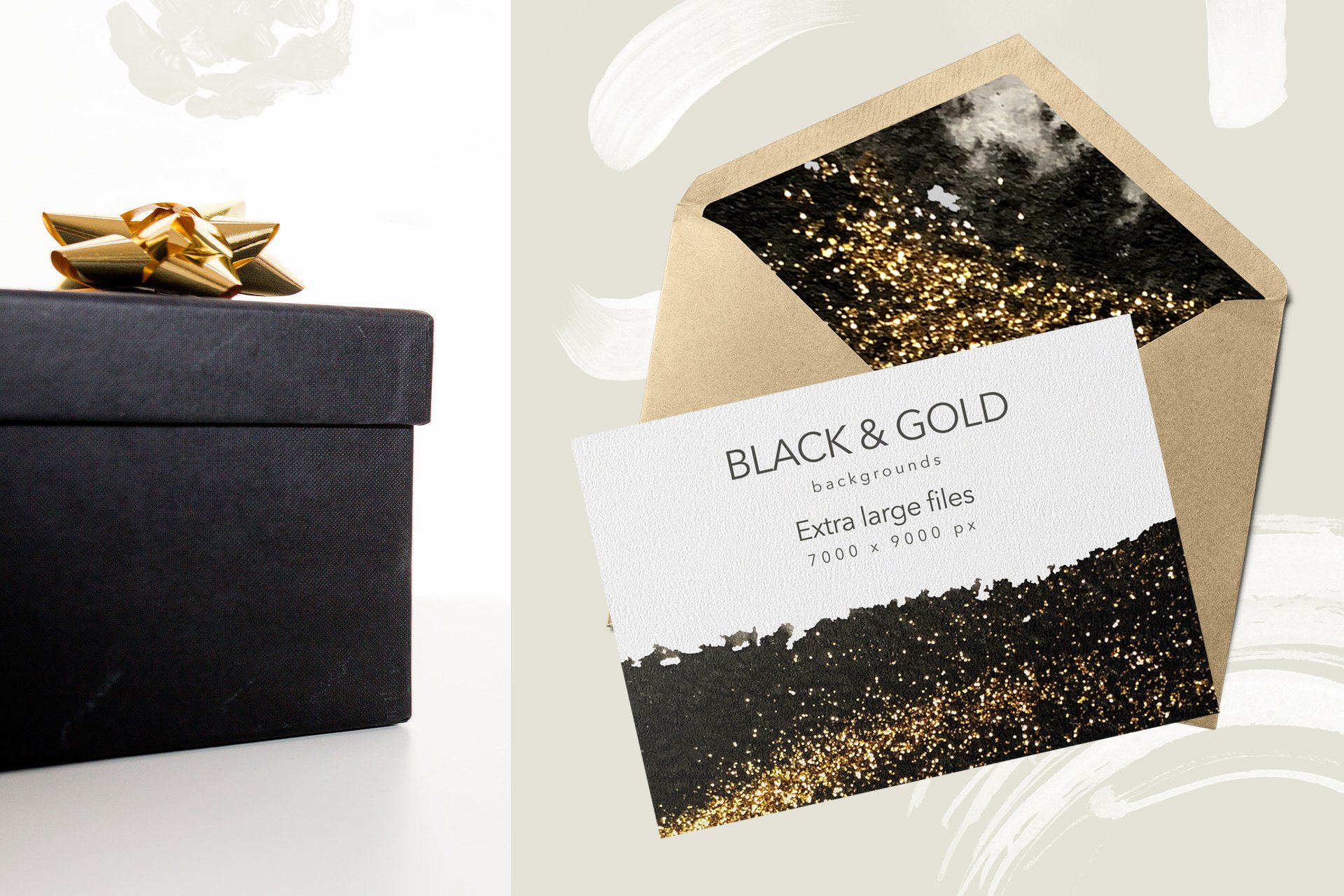 24款黑金质感纹理图形素材 Black & Gold Textures_img_2