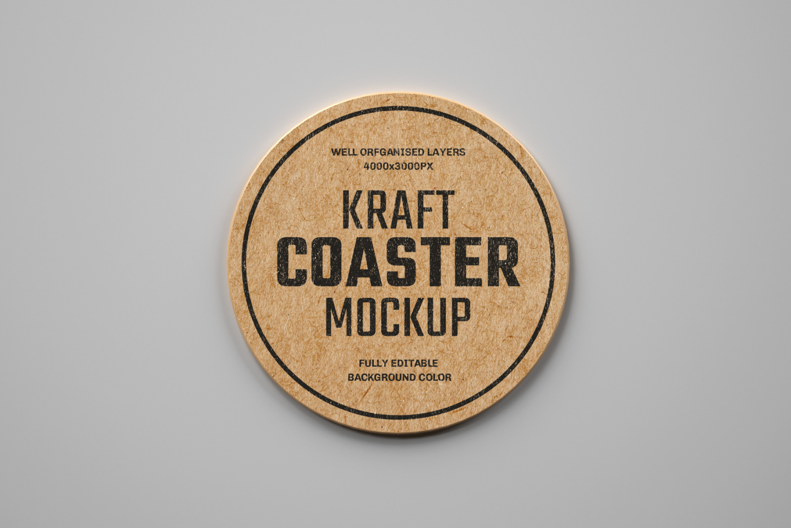 14款卡夫纸质杯垫设计样机模板 Kraft Beverage Coaster Mockup_img_2