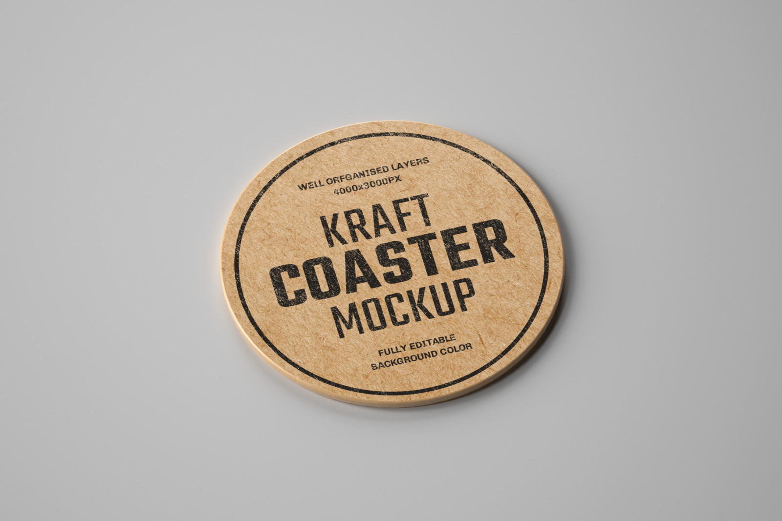 14款卡夫纸质杯垫设计样机模板 Kraft Beverage Coaster Mockup_img_2