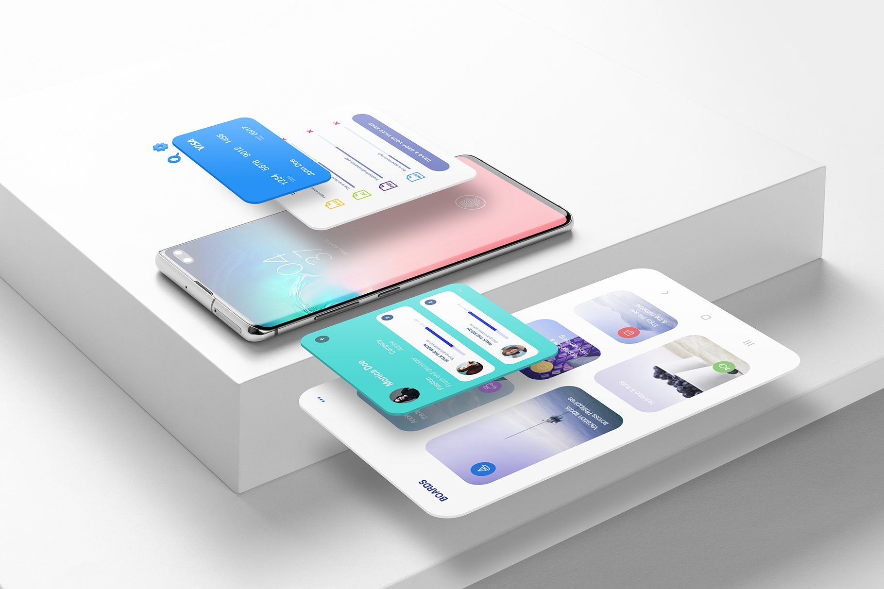 11个Galaxy s10 +智能手机屏幕样机模板 Android Smartphone Mockup_img_2