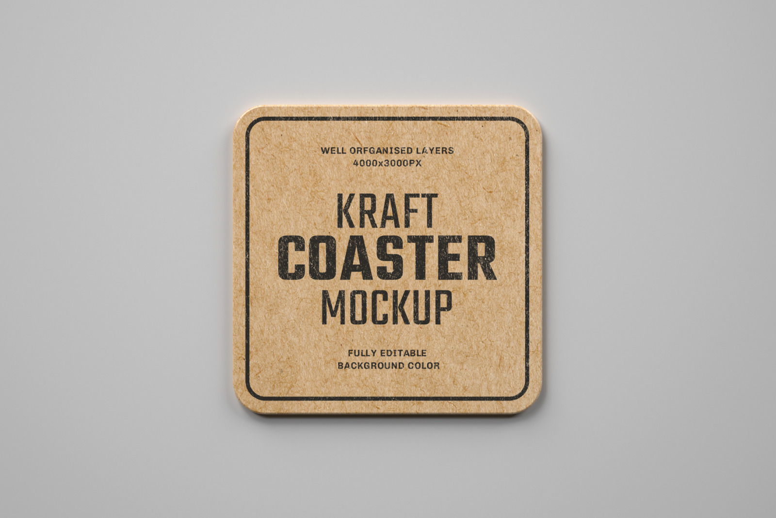 14款卡夫纸质杯垫设计样机模板 Kraft Beverage Coaster Mockup_img_2