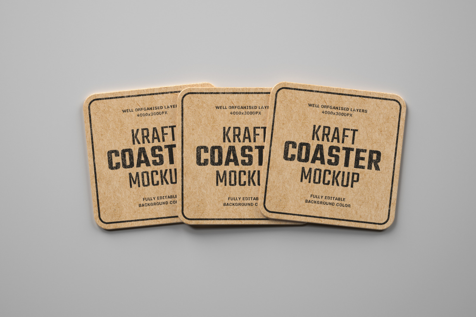 14款卡夫纸质杯垫设计样机模板 Kraft Beverage Coaster Mockup_img_2