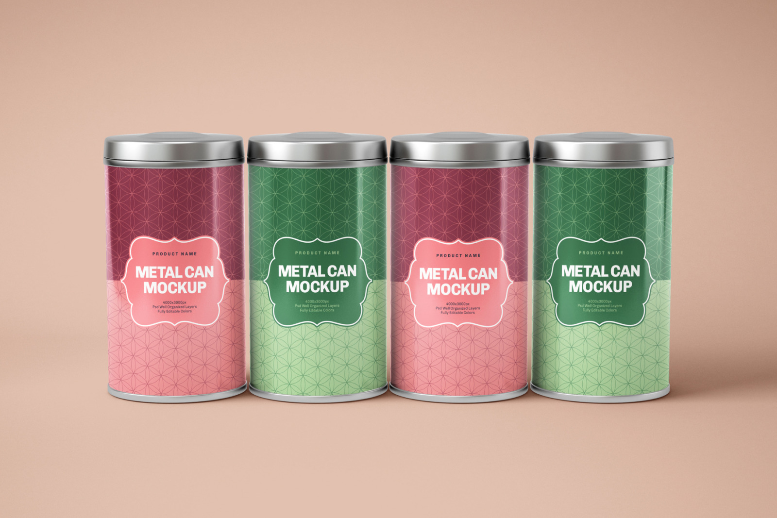 20款茶叶食品金属罐样机模板 Glossy Round Tin Can Box Mockup Set_img_2
