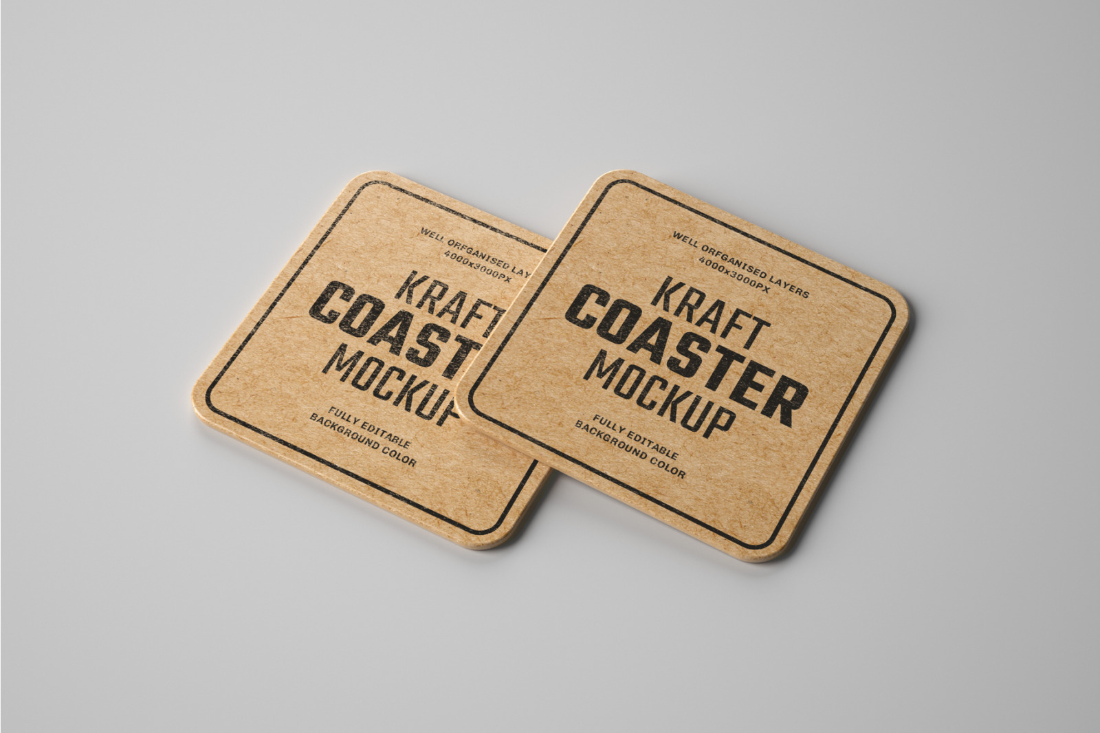 14款卡夫纸质杯垫设计样机模板 Kraft Beverage Coaster Mockup_img_2