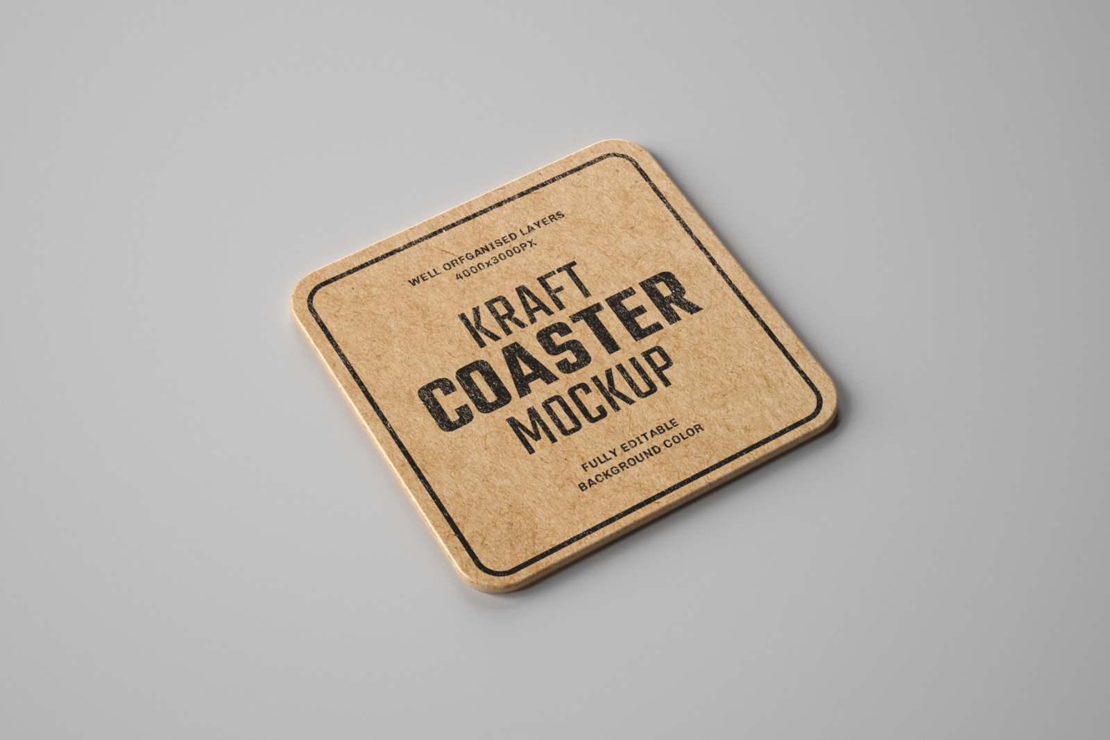 14款卡夫纸质杯垫设计样机模板 Kraft Beverage Coaster Mockup_img_2