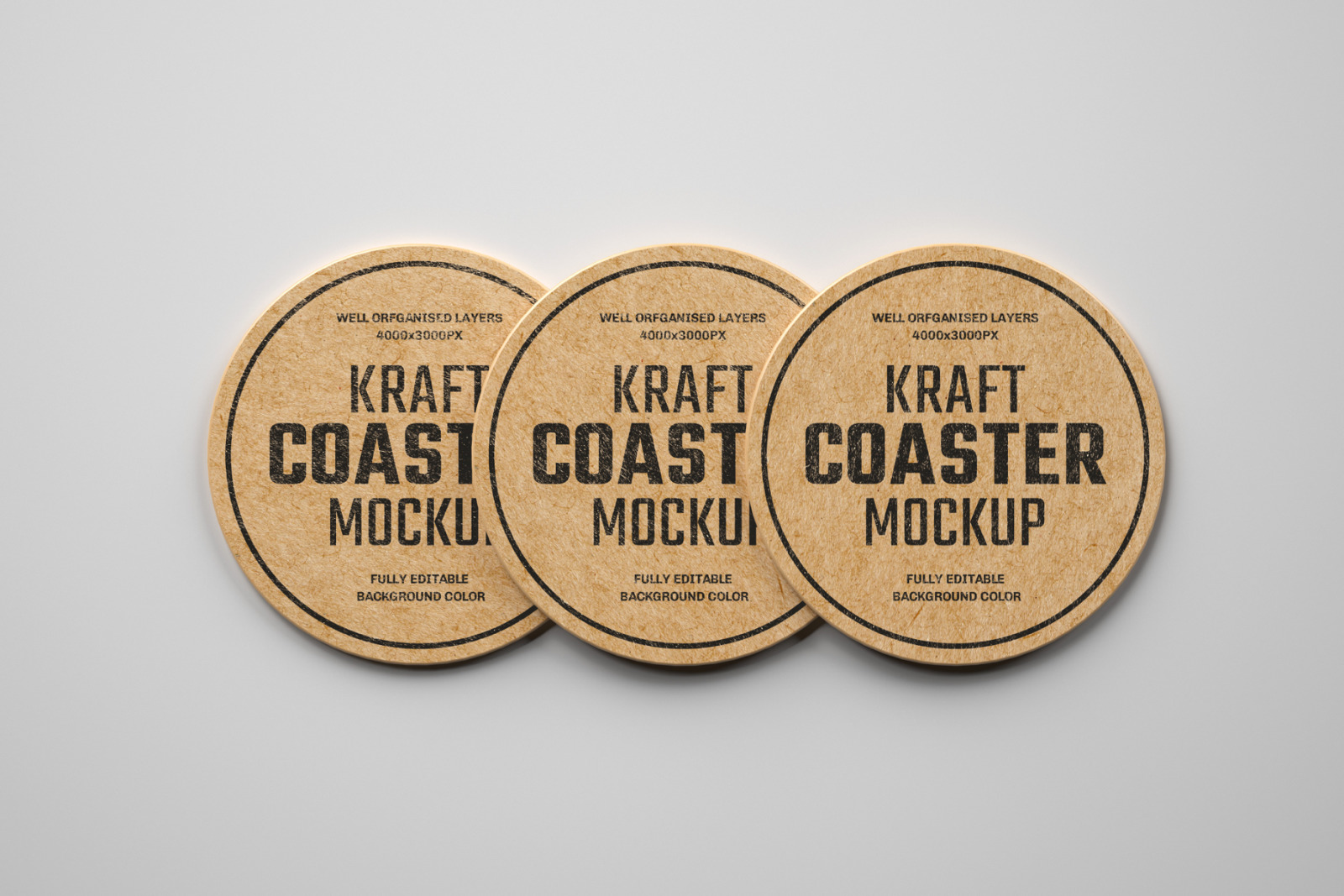 14款卡夫纸质杯垫设计样机模板 Kraft Beverage Coaster Mockup_img_2